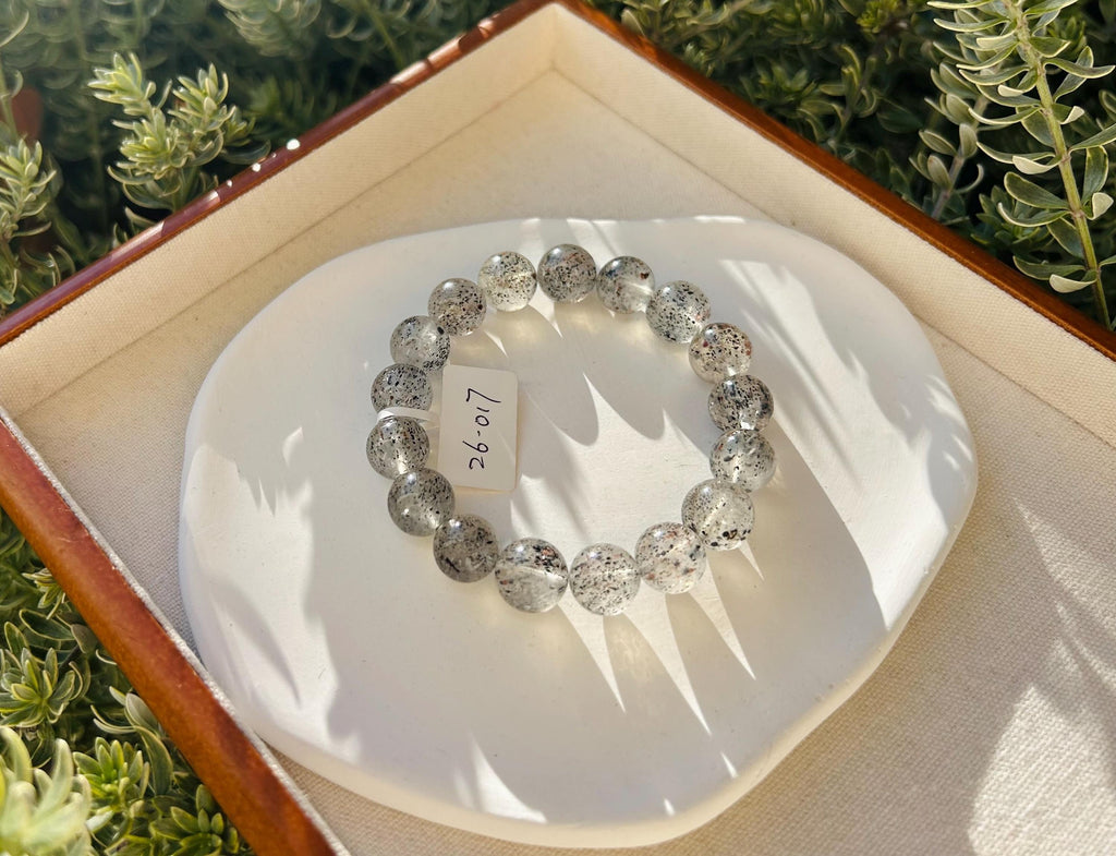 Biotite in Quartz beads Bracelet - 12mm Beads, Fits 17cm Wrist,  (26-017)