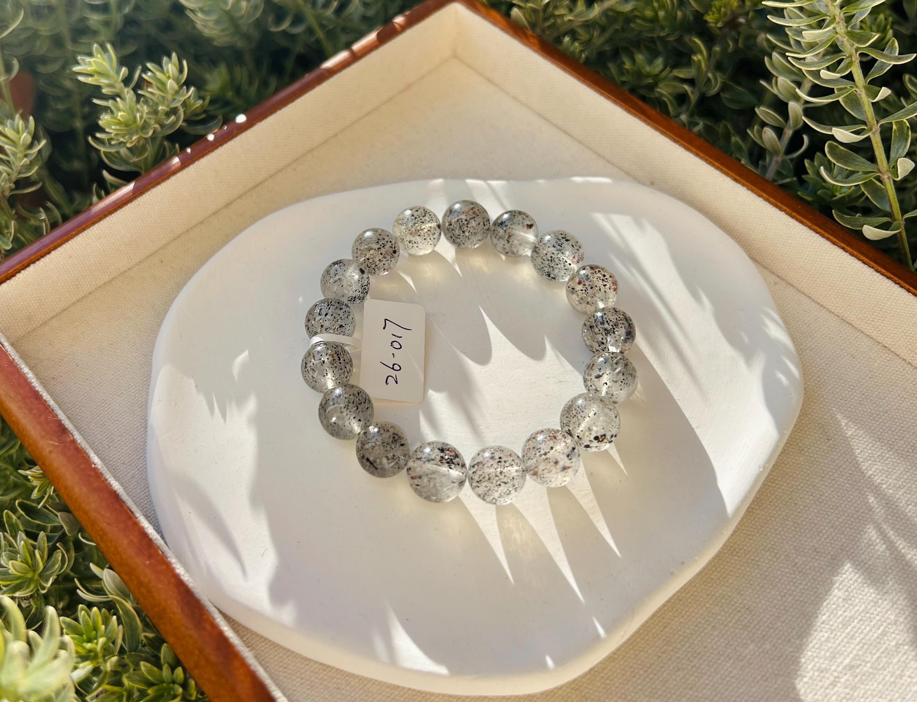 Biotite in Quartz beads Bracelet - 12mm Beads, Fits 17cm Wrist,  (26-017)