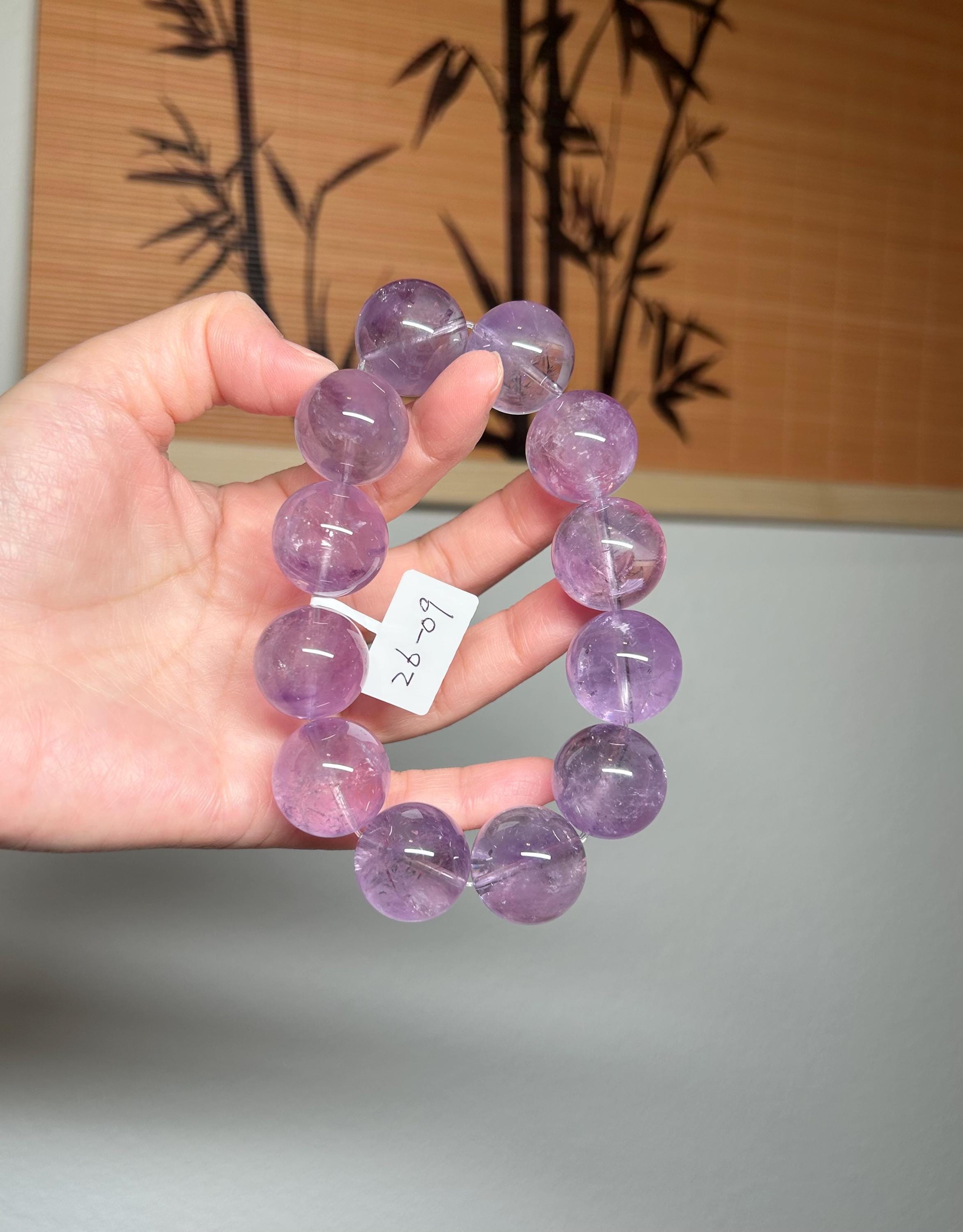 Light purple Natural Chunky Amethyst Beaded Bracelet, 20mm chunky lavender amethyst beads, Healing Stone, Fits up to 18cm wrist)  (26-096)