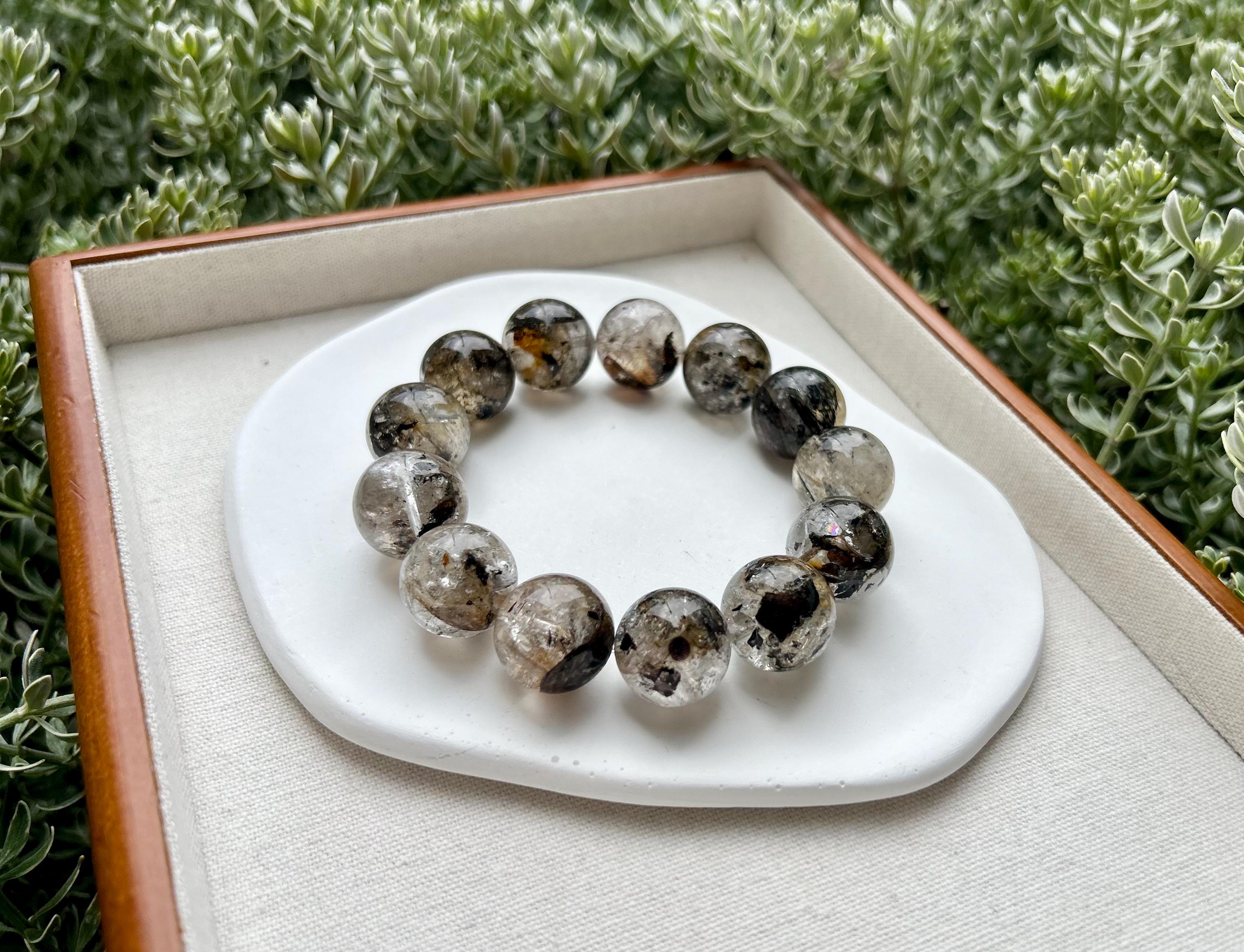 Healing Crystal, Herkimer Diamond Bracelet: Raw Golden Clay Quartz, Huge 18mm beads, fits up to 19cm wrist large size bracelet (GH-018)