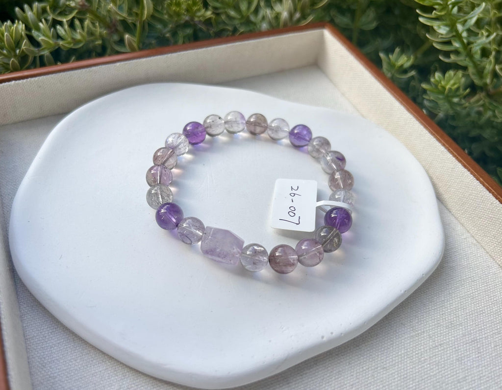 High Clarity Super Seven Beads Bracelet, Clear Super seven with full of string inside, fits up to 17cm wrist - 26-007