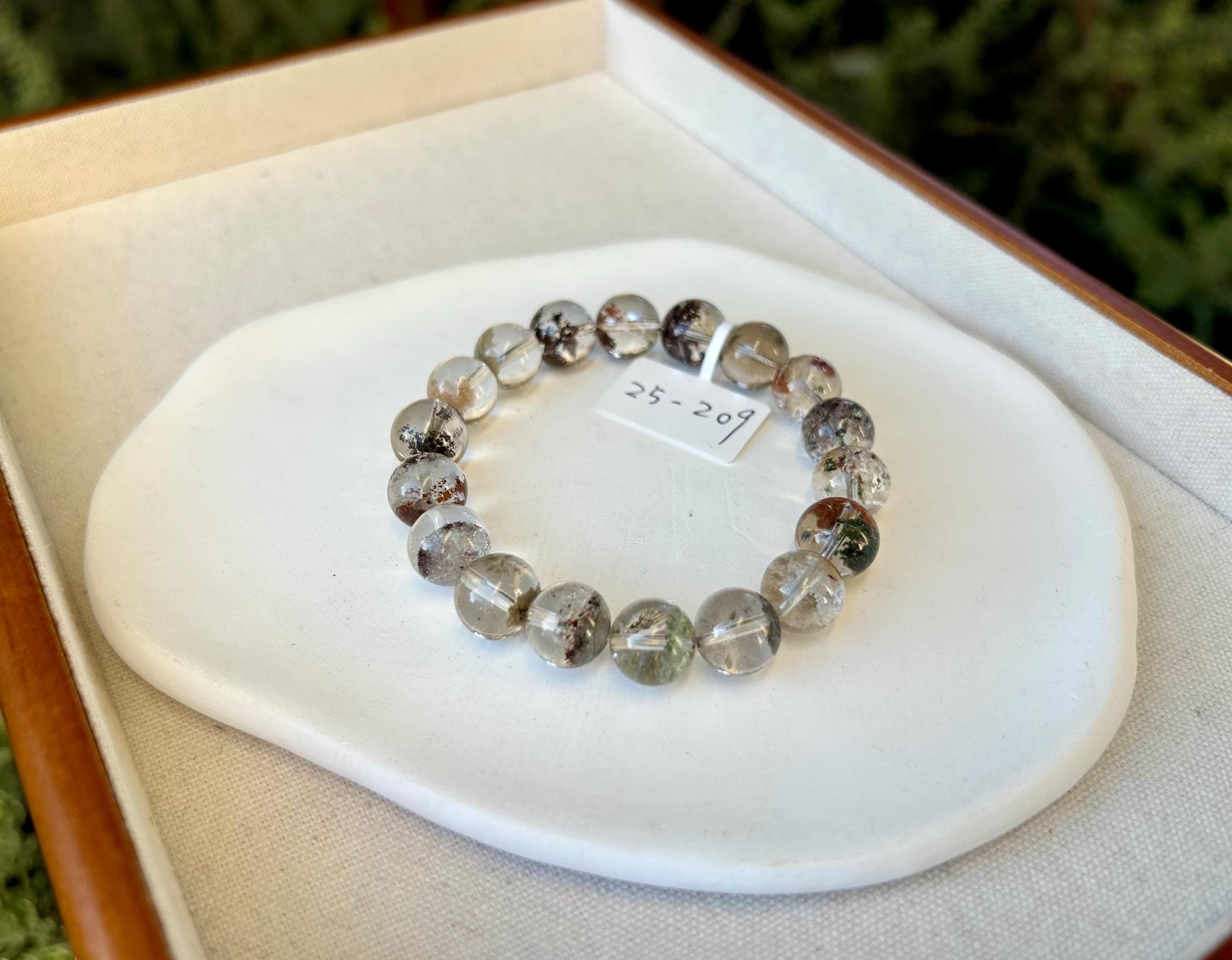 Four Season Phantom Quartz Crystal Bracelet: Eight-Faceted Gemstone Bead, fits up to 16.5cm wrist (25-209)