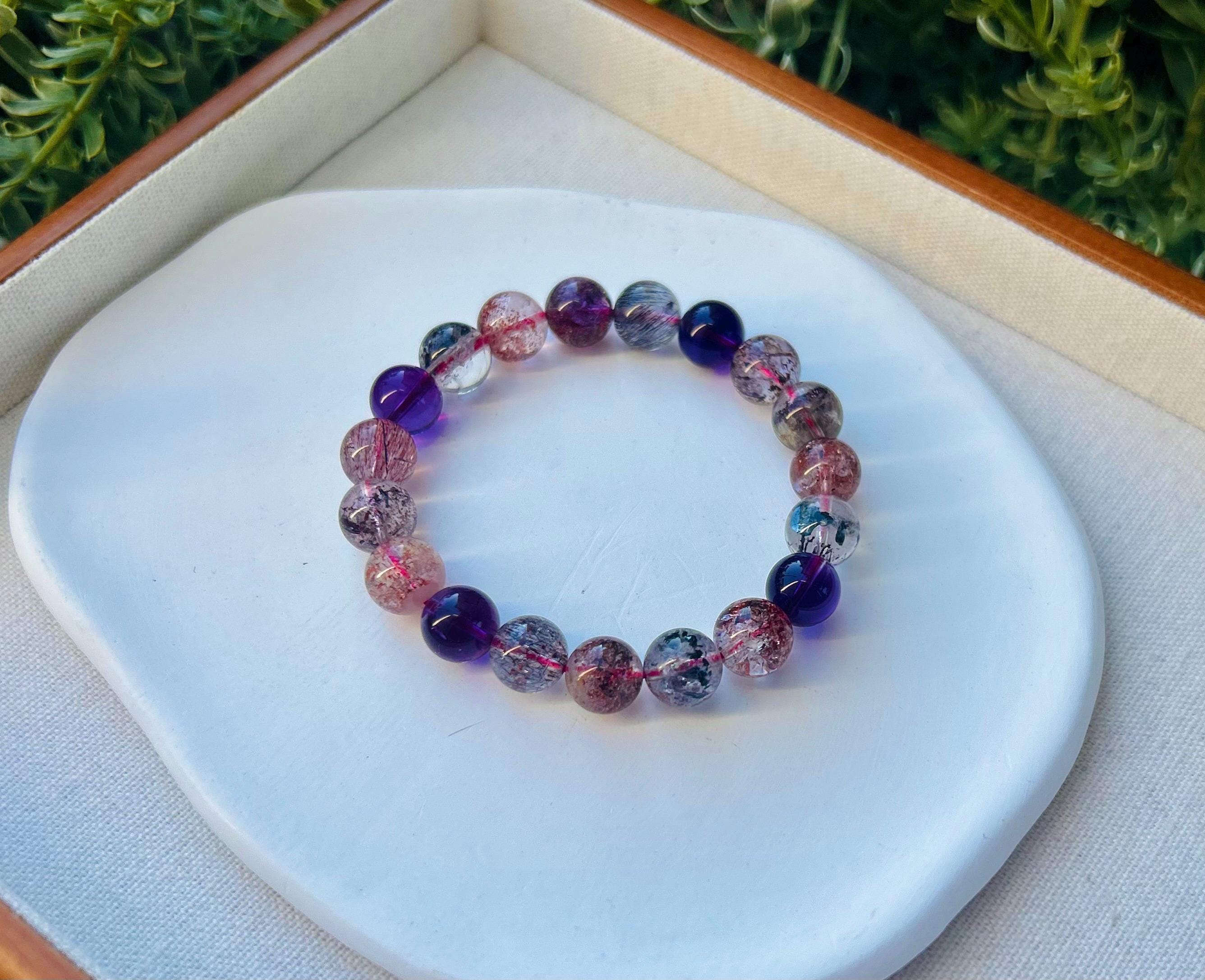 Premium Select, High Grade Super Seven Crystal Bead Bracelet: Abundant Minerals, 10mm, item (GH-001)
