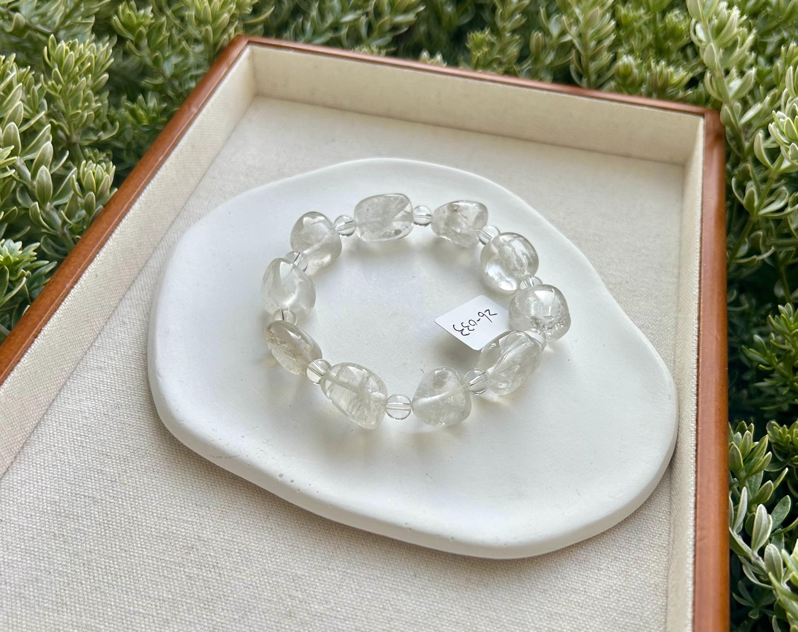 Clear Quartz Crystal Nugget Bracelet - Natural Stone Jewelry, fits up to 17.5cm wrist (26-033)
