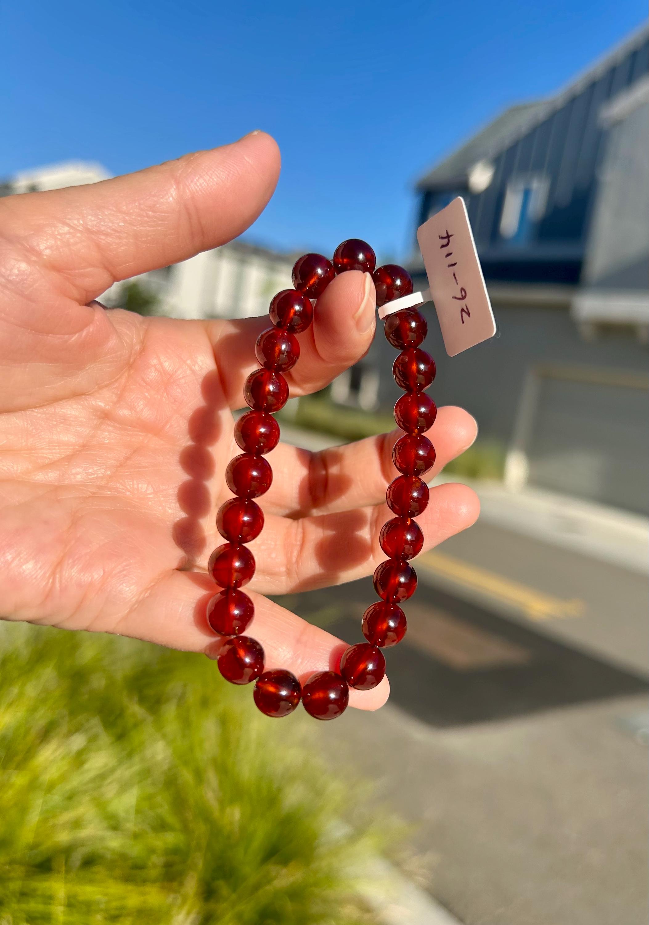 High Clarity Natural Garnet Beads Bracelet, 8.5mm beads stone beads bracelet, fits up to 16.5cm wrist (26-114）
