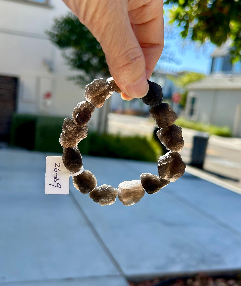 Natural Cintamani Saffordite Tektite Beaded Bracelet - Wishing Stone, fits up to 16.8cm wrist (26-169)
