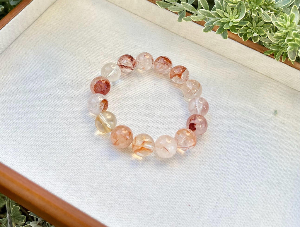 Chunky Hematite Quartz Bead Bracelet: Natural Crystal Jewelry, 13mm, Fits up to 16.8cm (25-072)