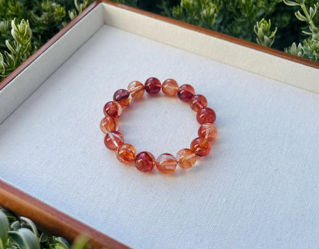 Chunky Red Hematite Quartz Bead Bracelet, Natural Crystal (12mm), Fits up to 16cm wrist (GH-007)
