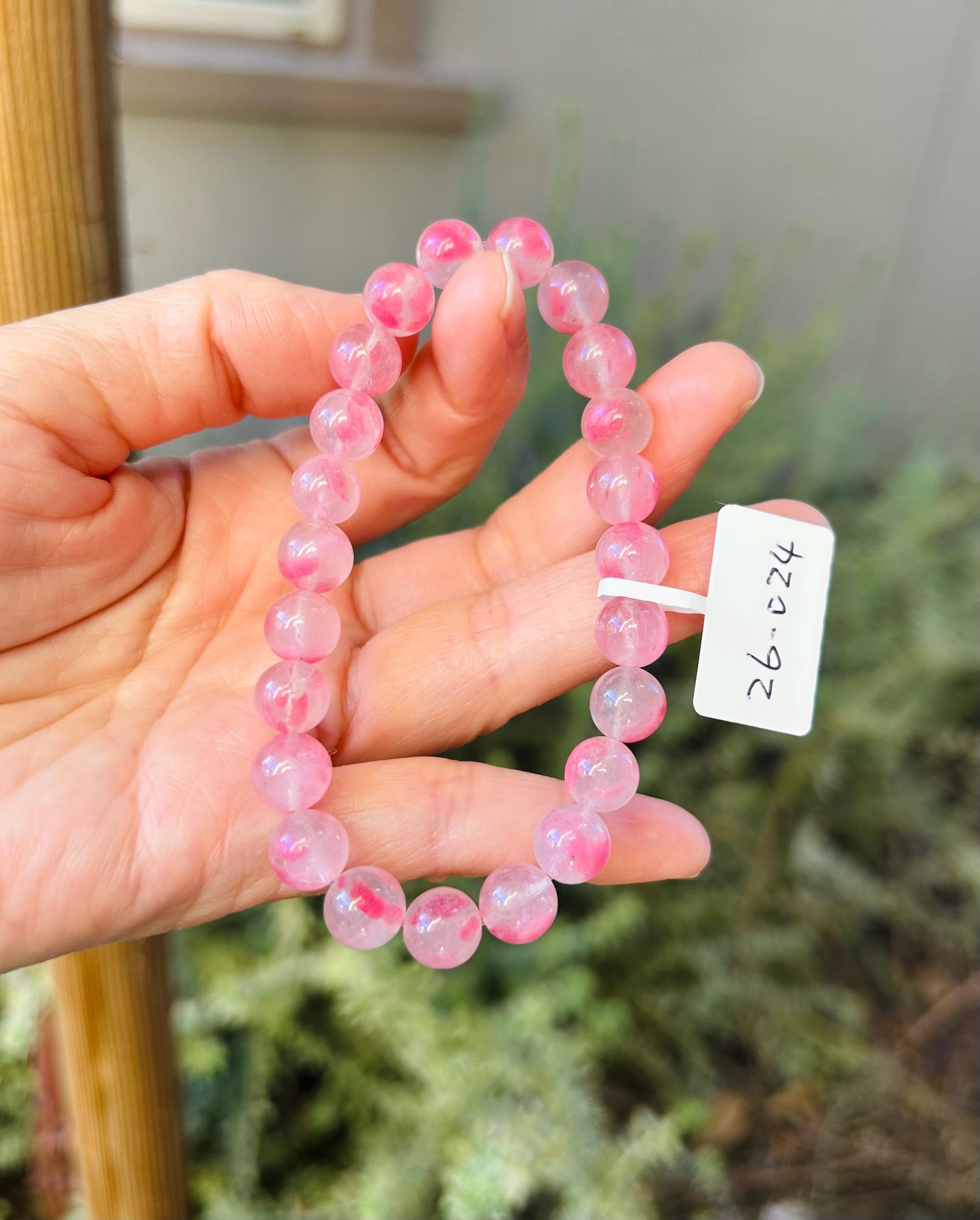Rhodonite Gem Genuine Bracelet, Natural Icy Rhodonite Bracelet, Genuine Crystal Bracelet, fits up to 17cm  (26-024)