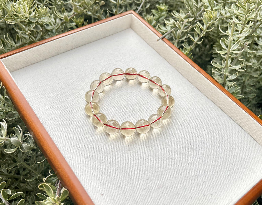 Chunky Citrine Crystal Bracelet – Light Yellow, Solar Plexus Chakra, 14mm beads, Fits up to 18cm (GH-005)