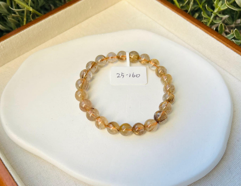 Good Quality Gold Rutile Bracelet, Natural Rutilated Quartz Bracelet, beads are 8mm+, Fits up to 16cm wrist (25-160)
