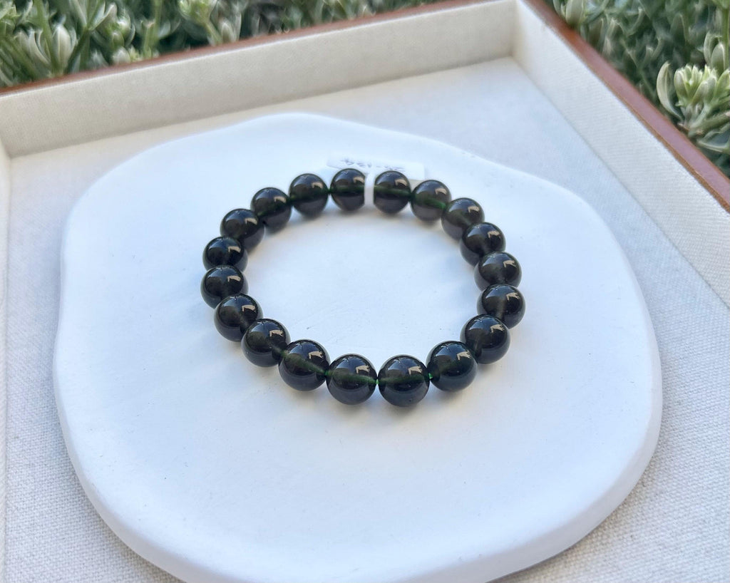 Natural Cintamani Saffordite Tektite Beads Stretchy Bracelet, Wishing Stone, 10mm Beads, Fits up to 16cm (25-134)