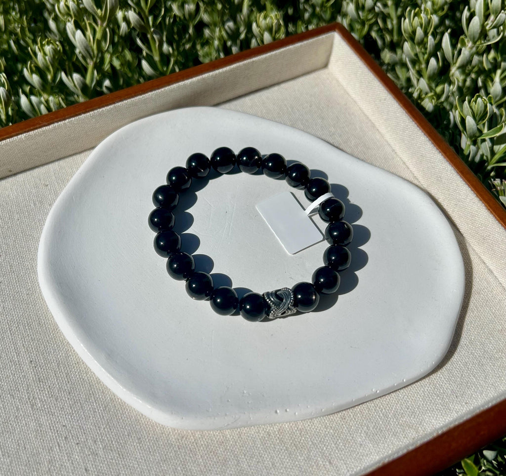 Nature Hypersthene Beads Bracelet, 10mm Hypersthene beads, fits up to 17cm wrist, Lucky Stone, Gold luck stone (26-088)
