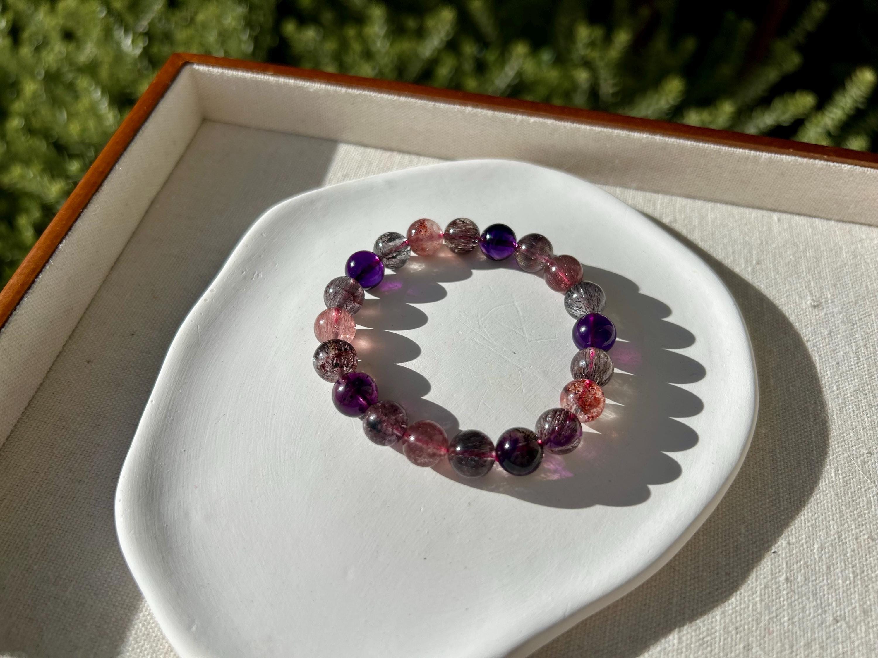 Premium Select, High Grade Super Seven Crystal Bead Bracelet: Abundant Minerals, 10mm, GH-088