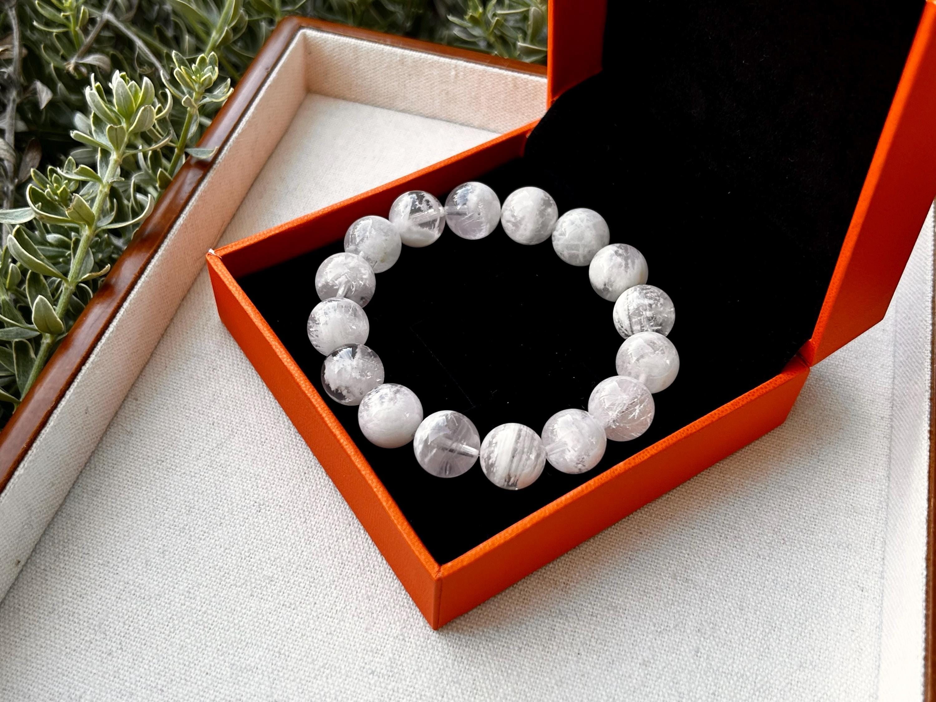 High Quality Snowflake Phantom Crystal Bracelet: Chunky Natural Gemstone Beads, 12.5mm+ beads, fits up to 16.5cm wrist (25-105)