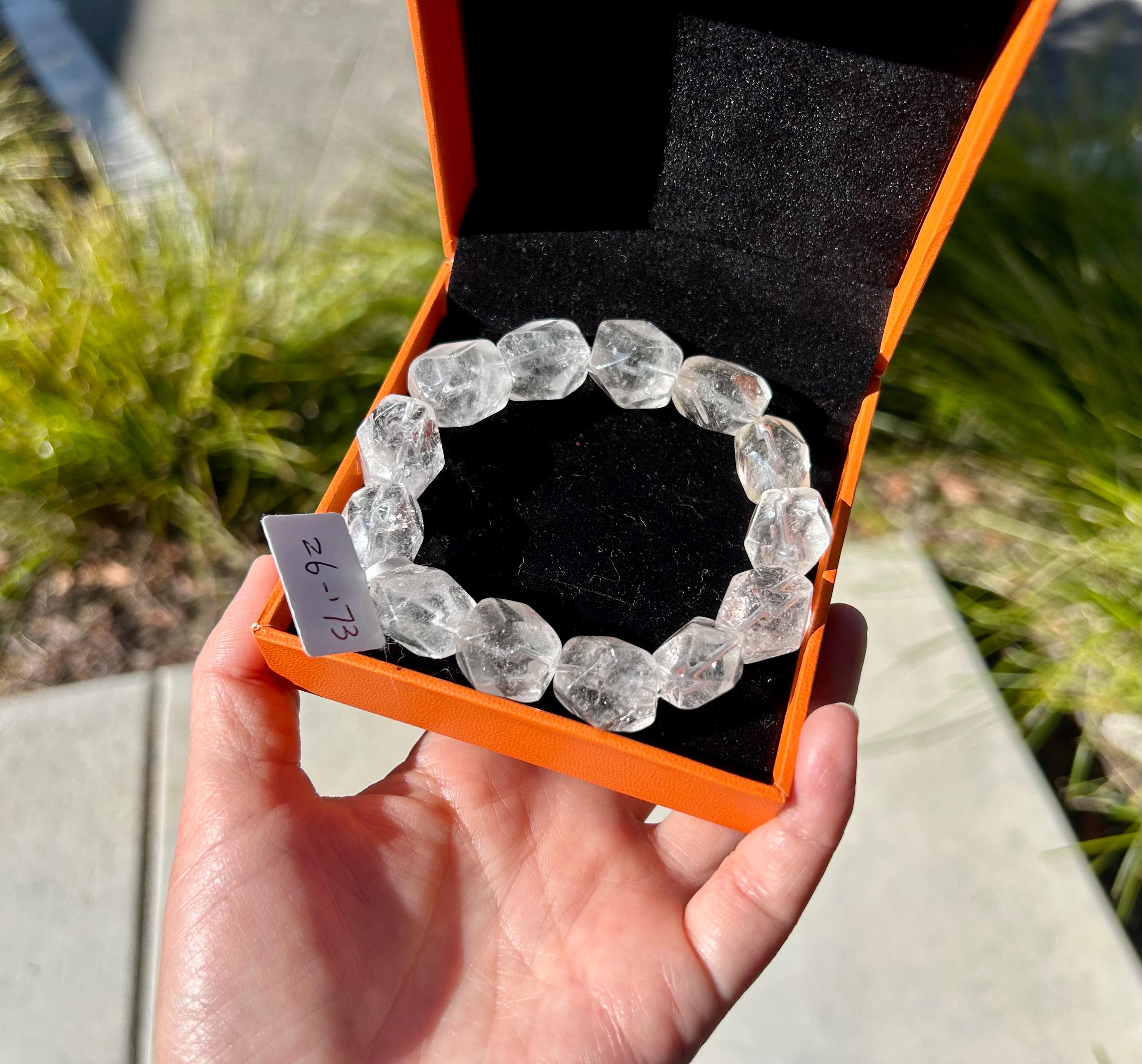 Clear Quartz Crystal Nugget Bracelet, fits up to 17.5cm wrist (26-173)
