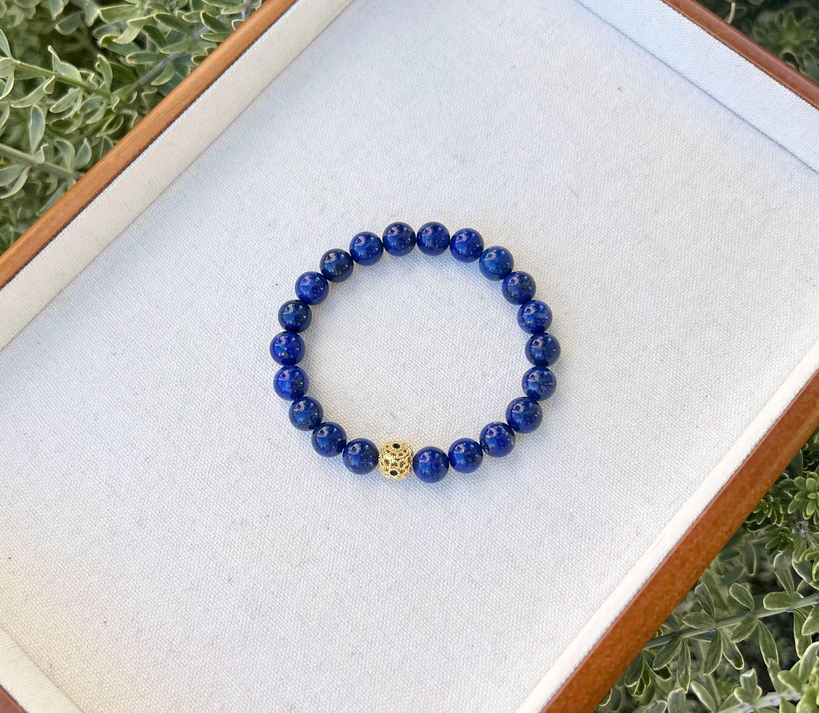 Good quality Lapis Lazuli Stretch Bracelet Natural Blue Gemstone Bracelet Friendship Bracelet, great gift for all