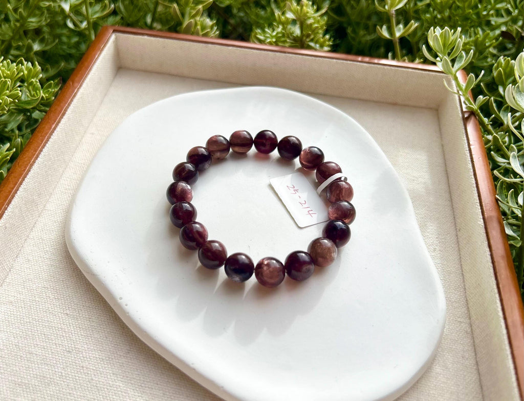 Purple Lepidolite Gemstone Bracelet: Healing Stone Jewelry, 10mm Beads, fits up to 15.8cm wrist（25-214)