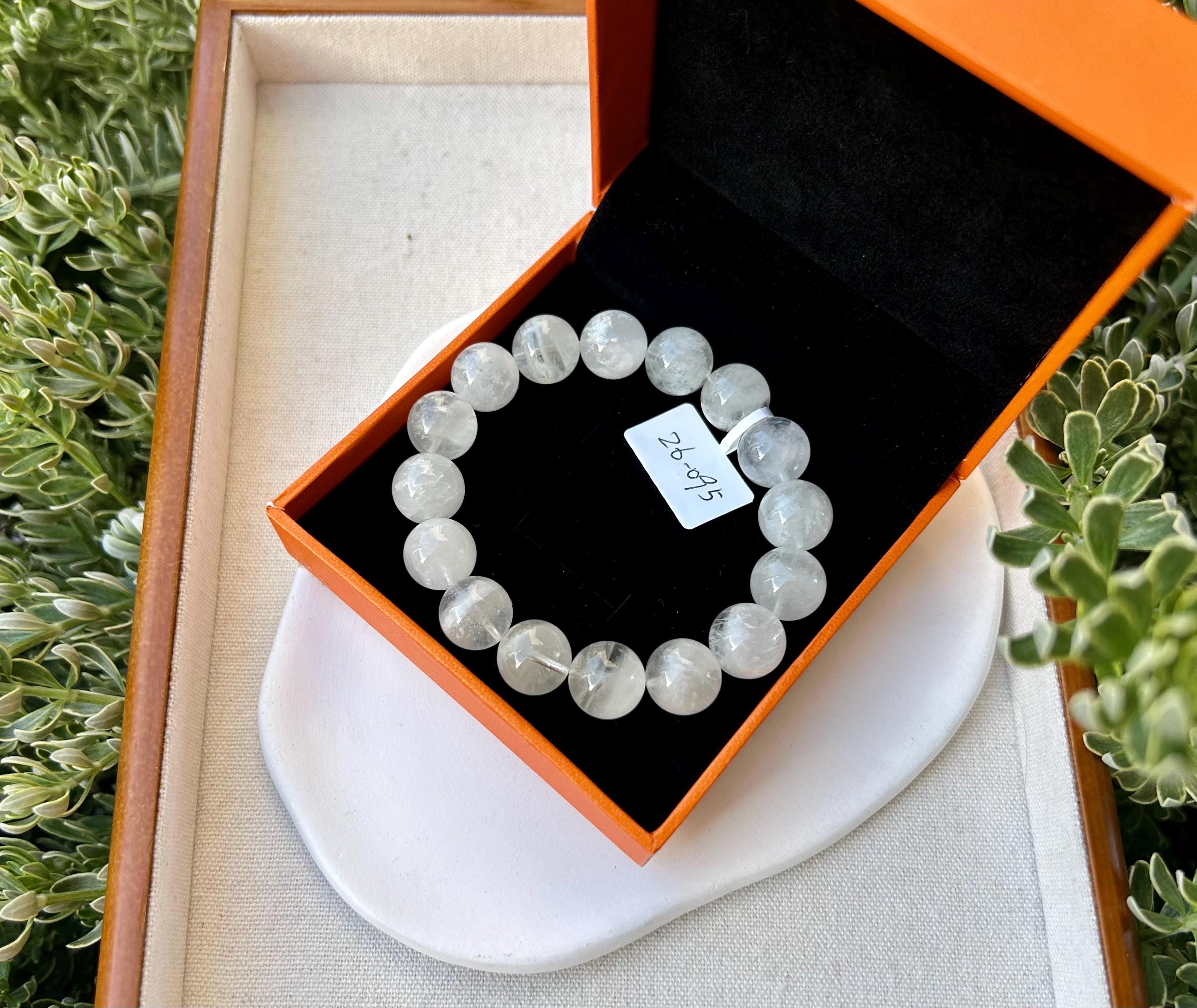 Natural Snowflake phantom Crystal bracelet, 12mm+ beads Natural Snowflake phantom quartz, fits up to 17cm (26-095)