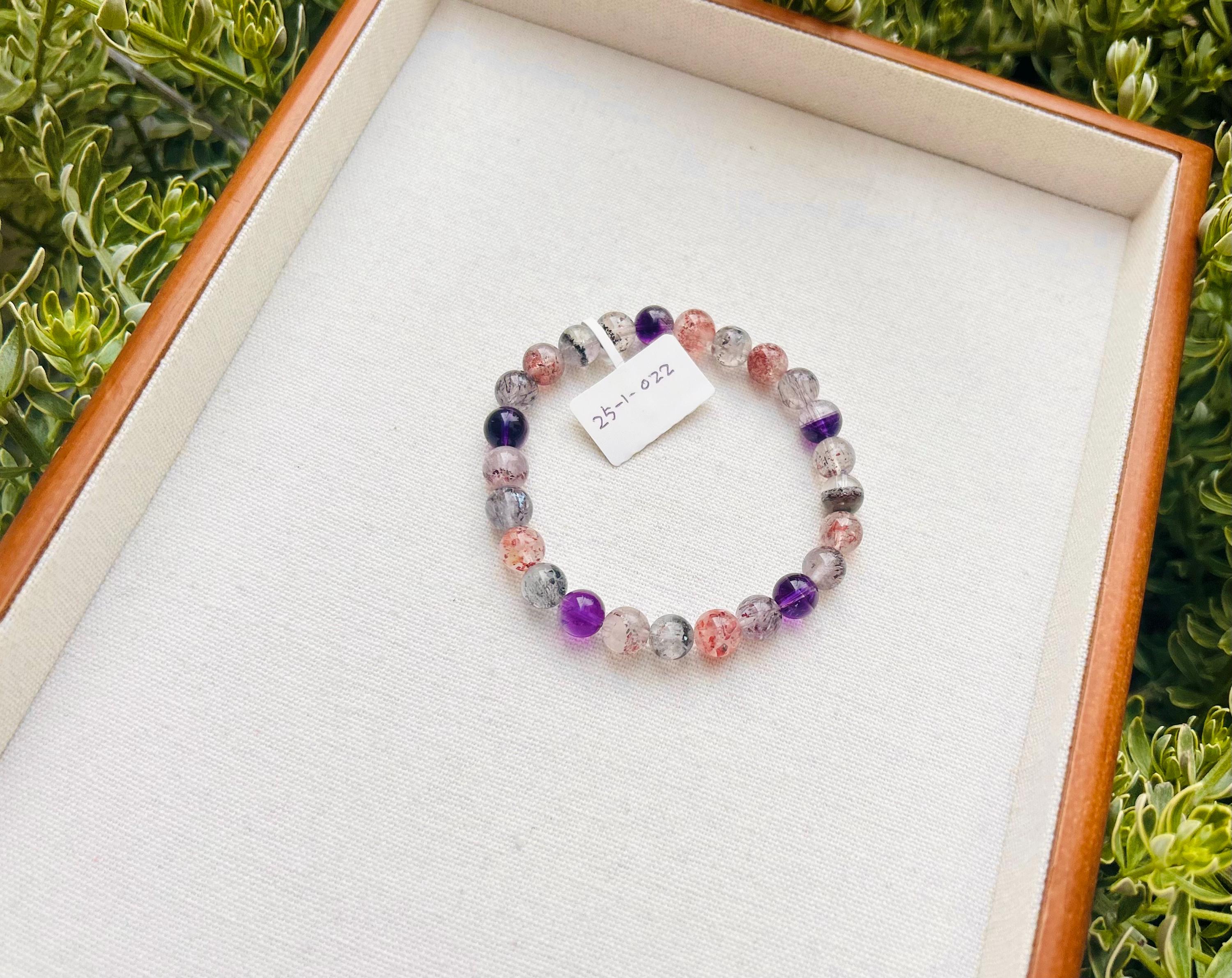 Super Seven Beads Bracelet: Rare Pattern Crystal Healing Jewelry (GH-023)