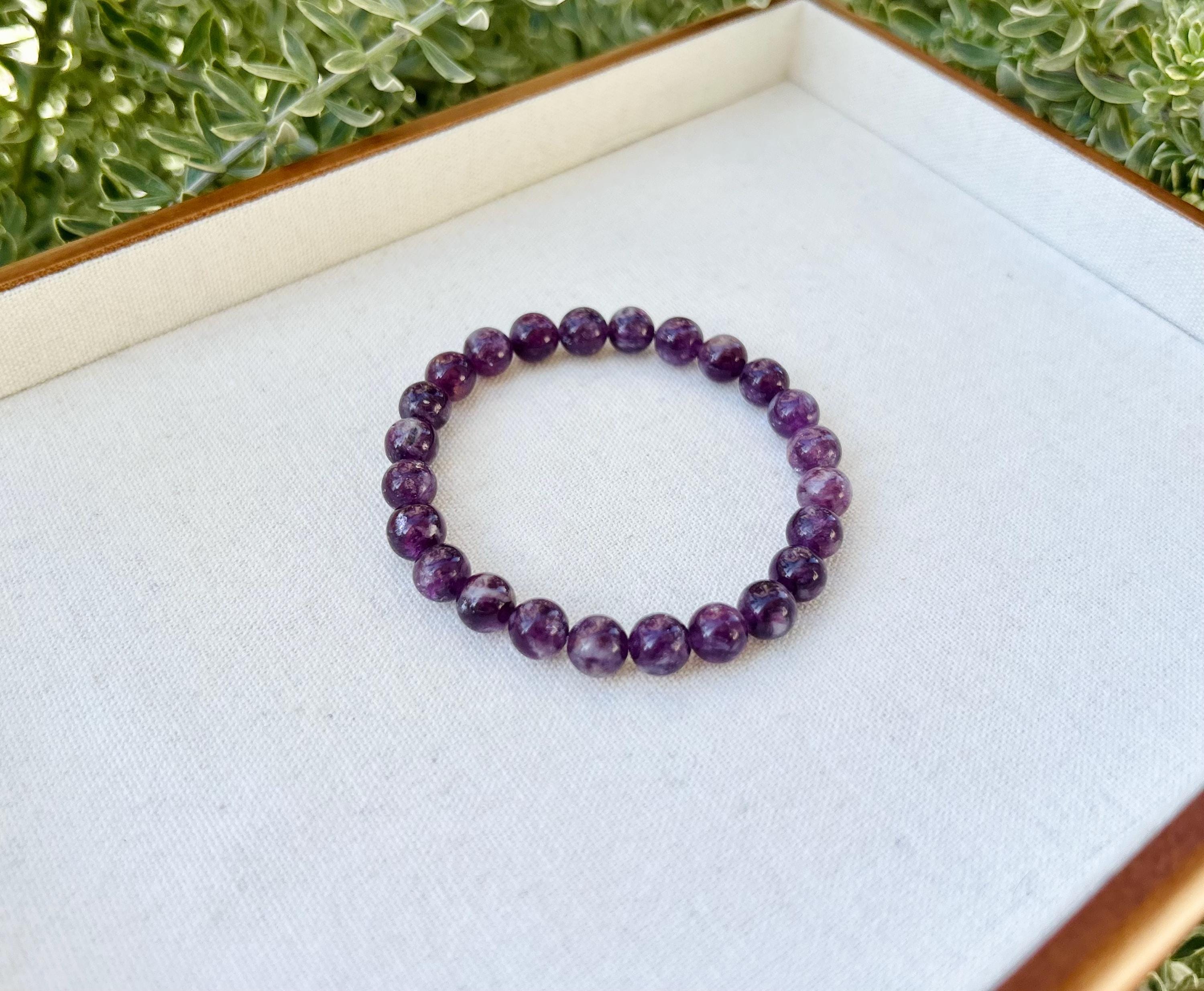 Purple Lepidolite Bracelet: Mica Rutilated Quartz, Fits 17cm Wrist, (25-083)