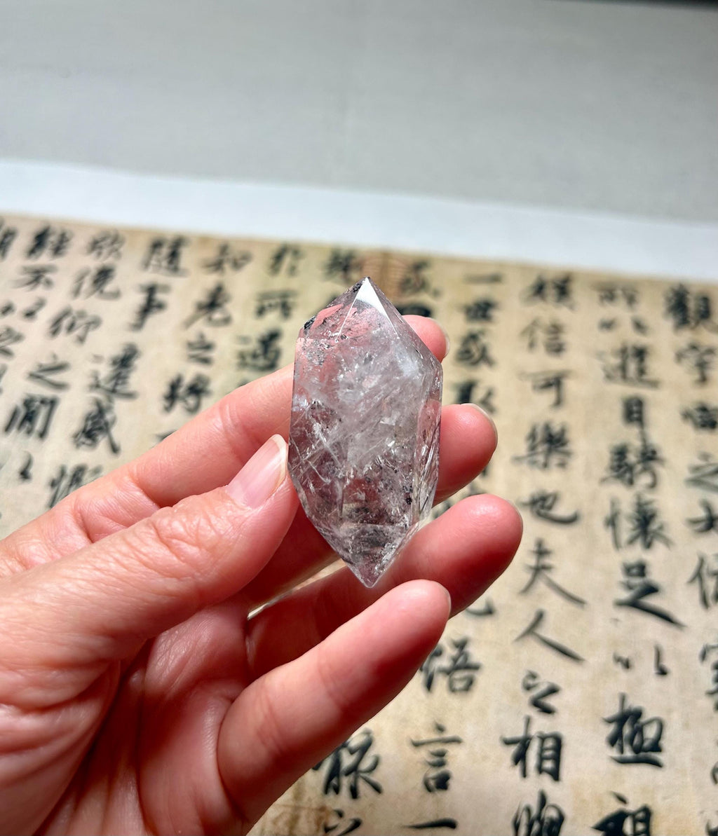 Healing Crystal, Large Double-Terminated Herkimer Diamond Enhydro Quartz with Moving Sand & Giant Bubble Inclusion(30.9g) (26-126)