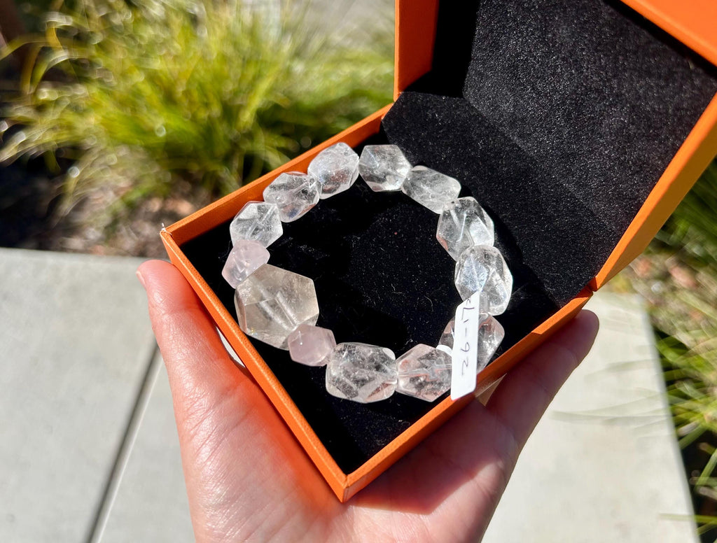 Clear Quartz Crystal Nugget Bracelet, fits up to 16cm wrist (26-172)