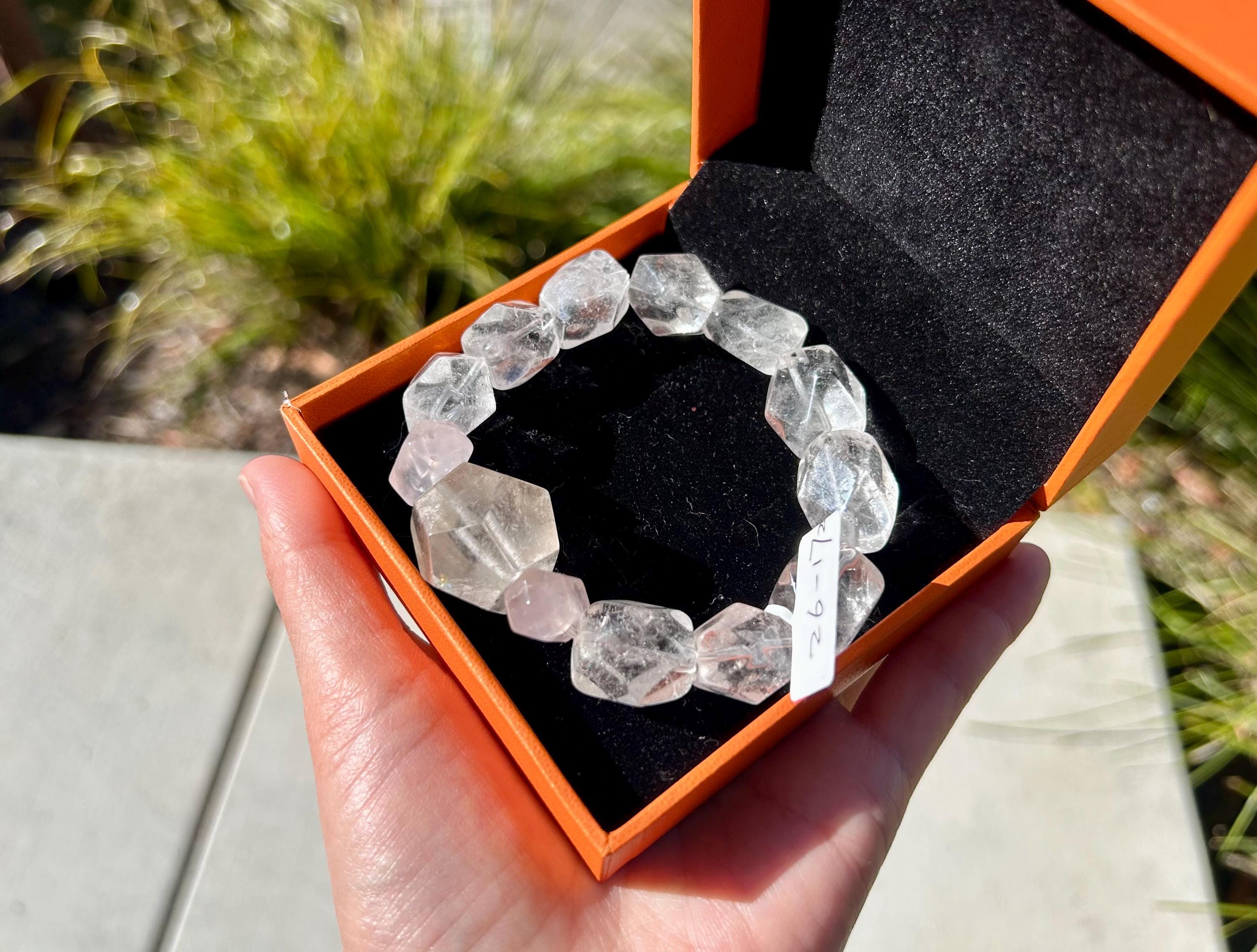 Clear Quartz Crystal Nugget Bracelet, fits up to 16cm wrist (26-172)