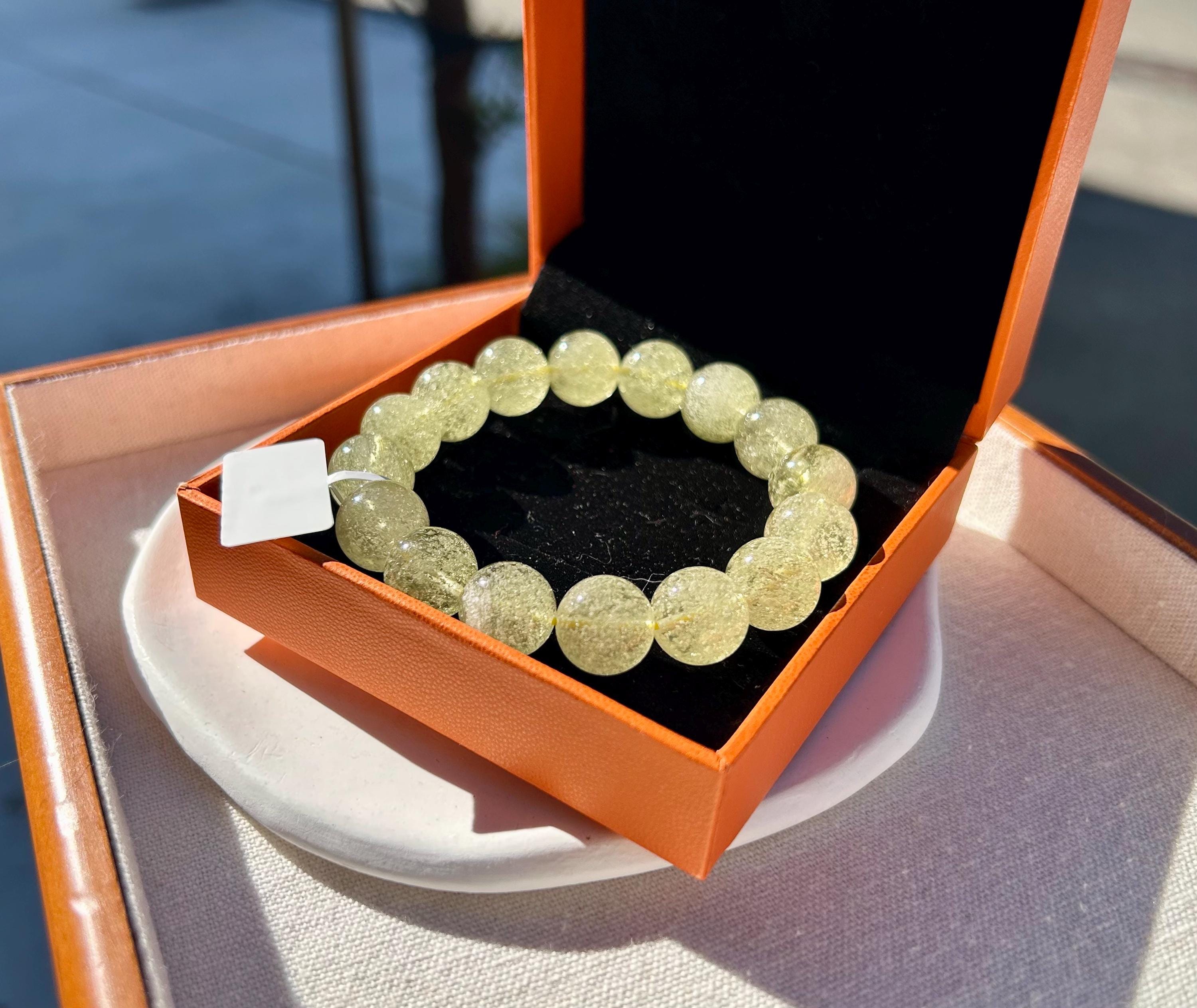 Gold Libyan Desert Glass square beads Bracelet: Tektite Beads, 13mm+ beads, Fits up to 16.8cm wrist (GH-45)