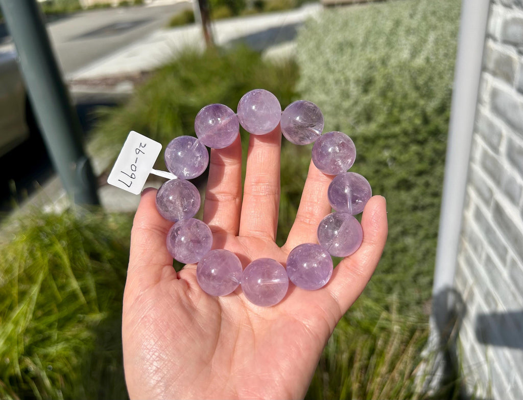 Light purple Natural Chunky Amethyst Beaded Bracelet, 20mm chunky lavender amethyst beads, Healing Stone, Fits up to 18cm wrist)  (26-096)