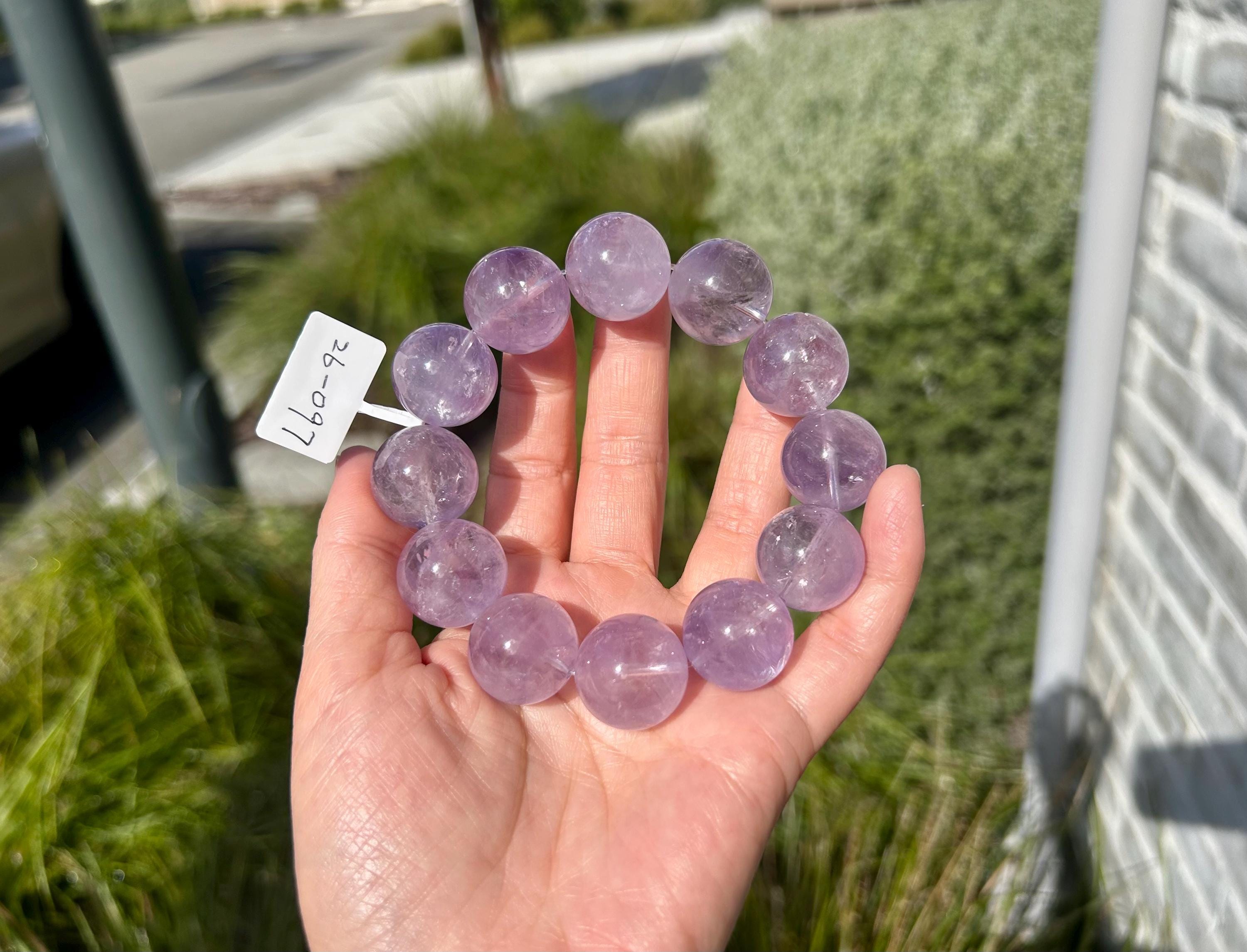 Light purple Natural Chunky Amethyst Beaded Bracelet, 20mm chunky lavender amethyst beads, Healing Stone, Fits up to 18cm wrist)  (26-096)
