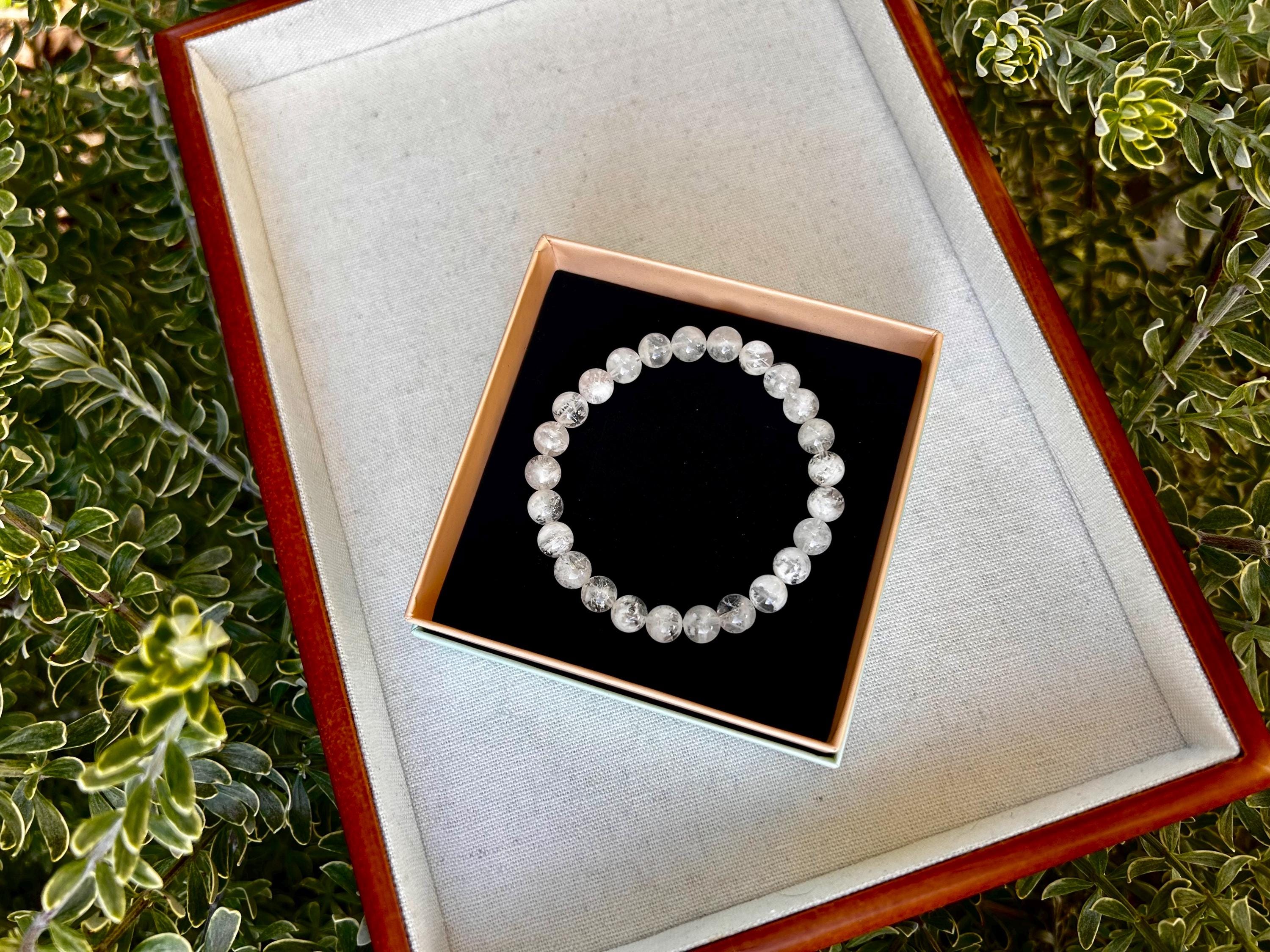 Natural Snowflake phantom Crystal bracelet, Natural Snowflake phantom quartz, genuine crystal bracelet