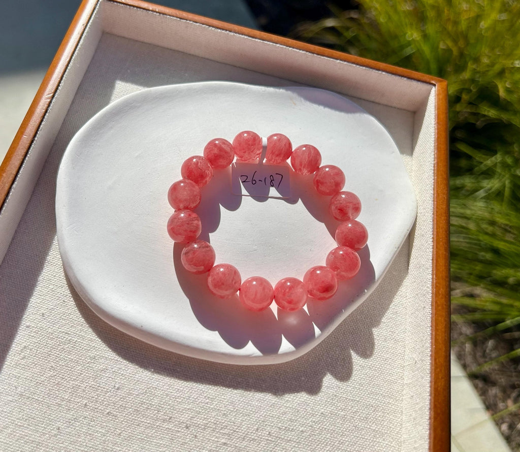 High Quality Natural Rhodonite Bracelet, Sakura Rhodonite, Genuine Crystal Bracelet (26-187)