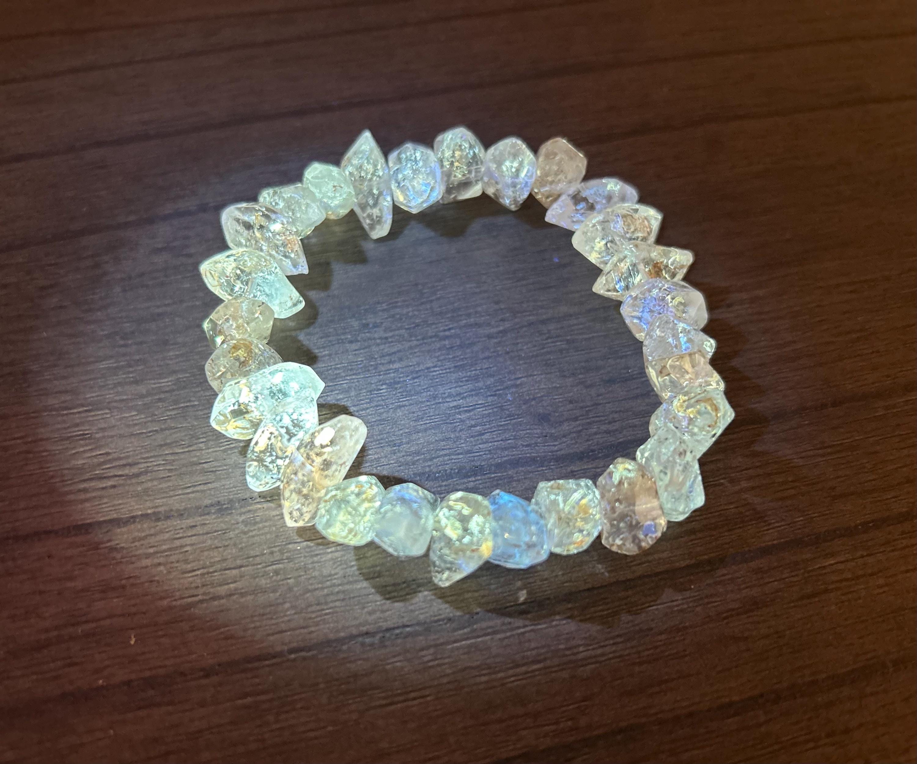 High quality UV Reactive Lightning Phantom Quartz – Raw Double Terminated healing crystal, Fits up to 18cm wrist (25-164）