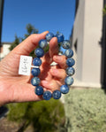 Chunky Blue Kyanite Bracelet: Genuine Green Kyanite Healing Stone, 13mm beads, fits up to 16.7cm  (26-197)