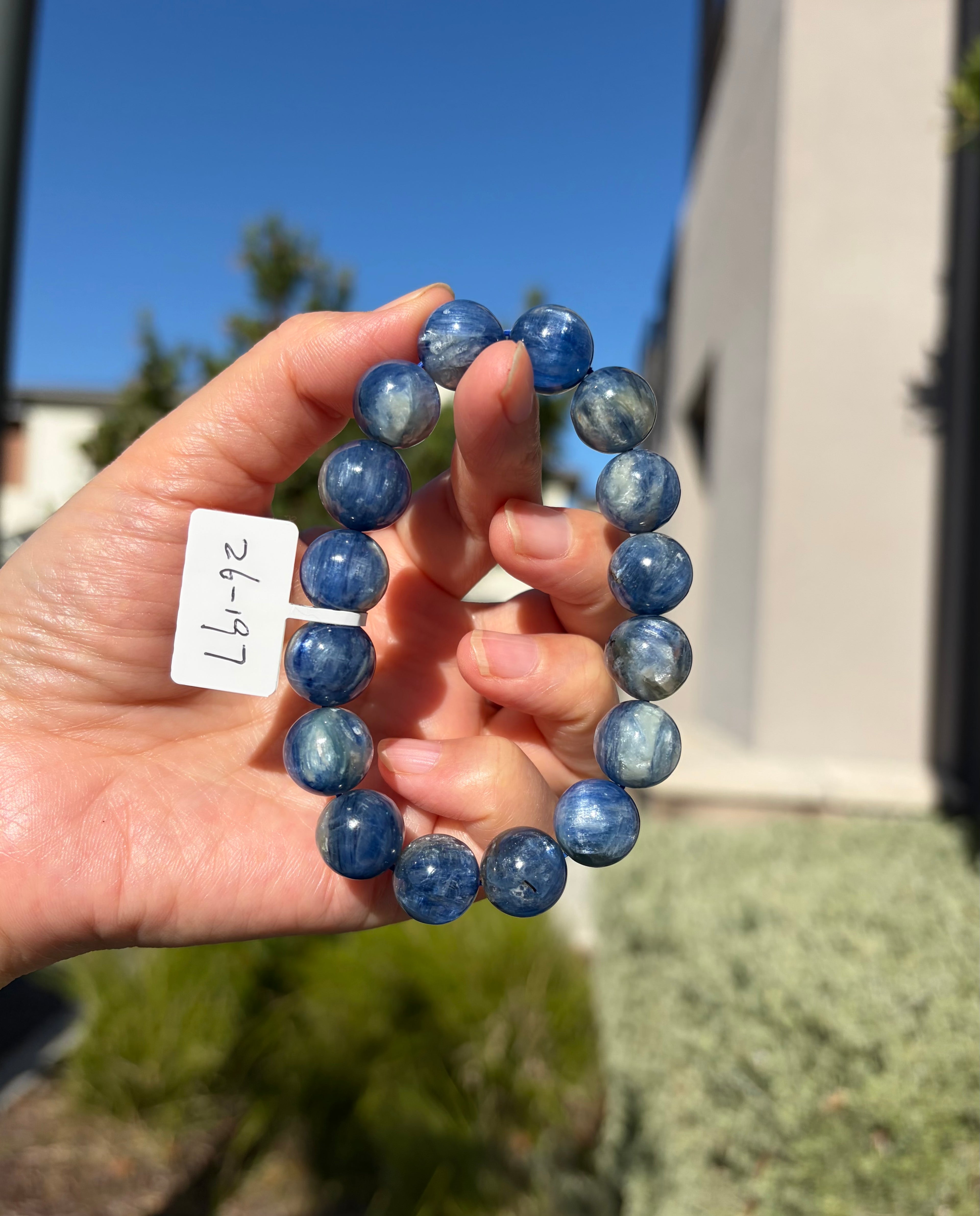 Chunky Blue Kyanite Bracelet: Genuine Green Kyanite Healing Stone, 13mm beads, fits up to 16.7cm  (26-197)