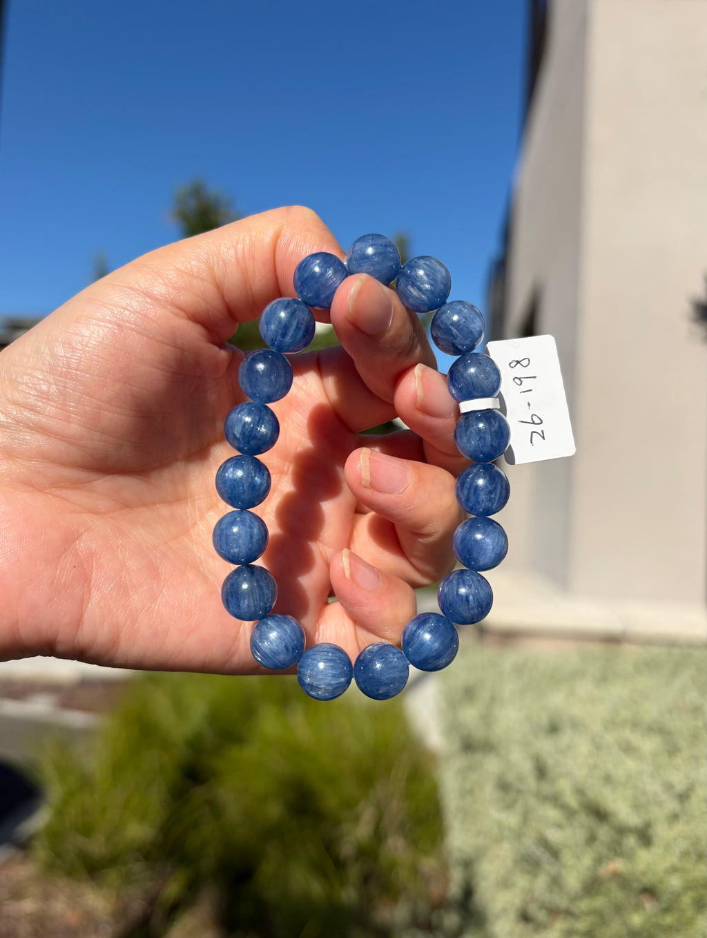 High Quality Blue Kyanite Bracelet: Genuine Green Kyanite Healing Stone, 10mm beads, fits up to 16.5cm wrist  (26-198)