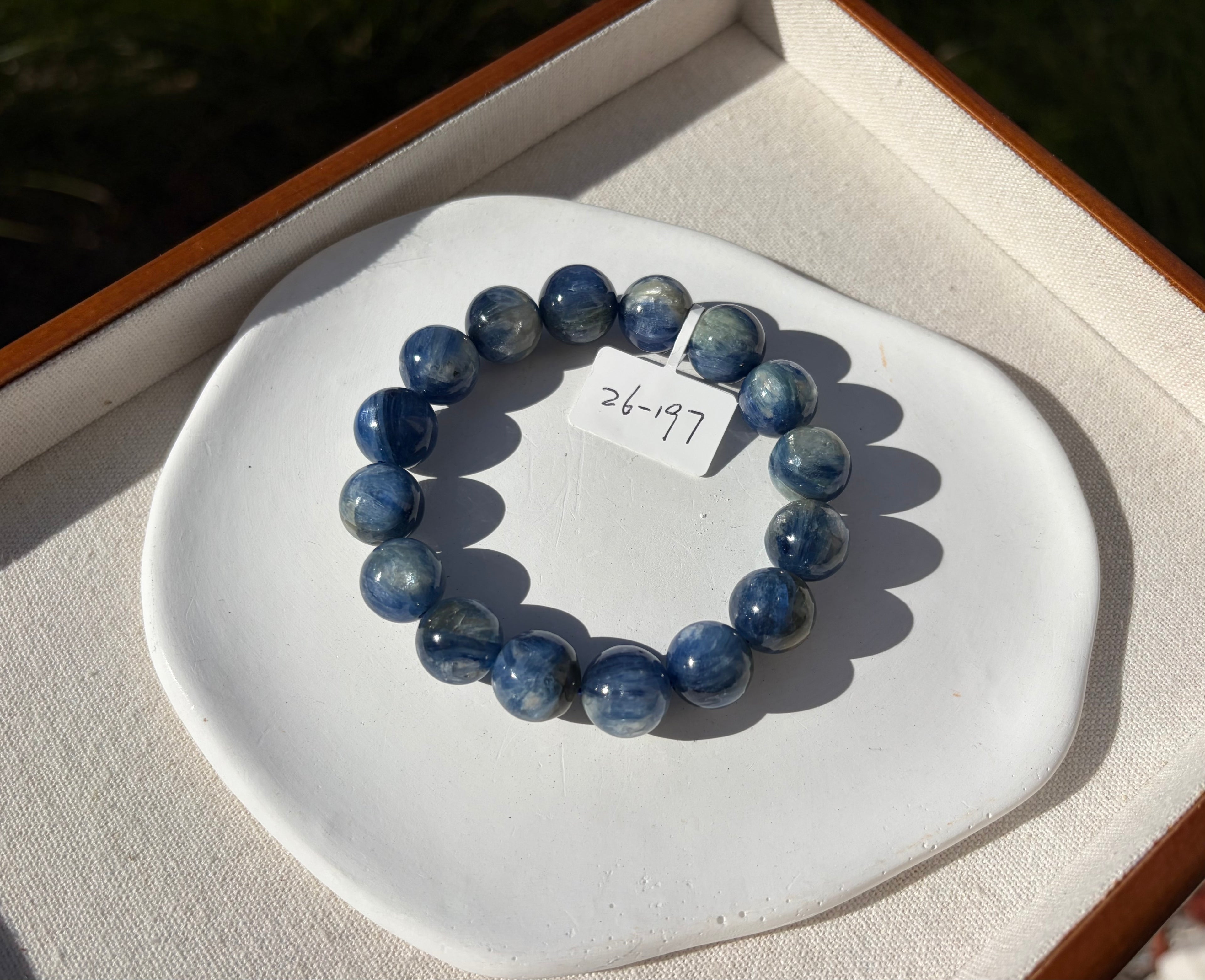 Chunky Blue Kyanite Bracelet: Genuine Green Kyanite Healing Stone, 13mm beads, fits up to 16.7cm  (26-197)