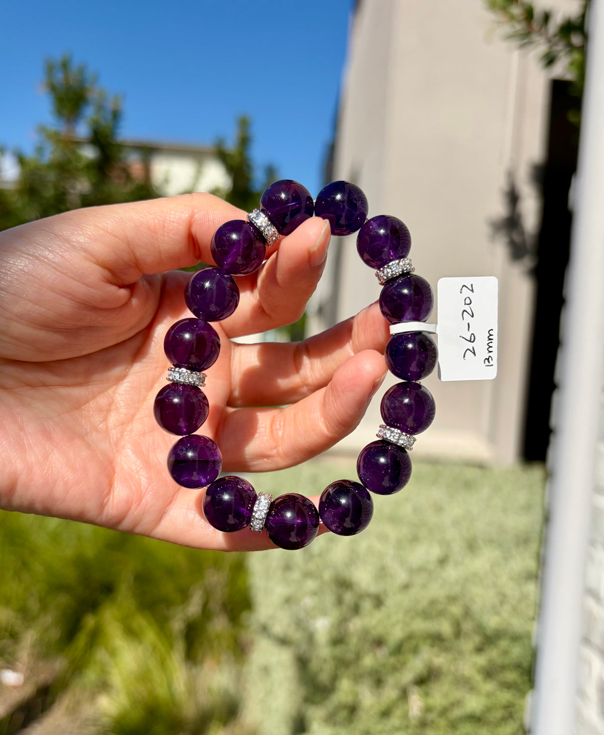 Chunky Natural Amethyst Beads Bracelet, Healing Stone (13mm, Fits 16.5cm Wrist) (26-202)