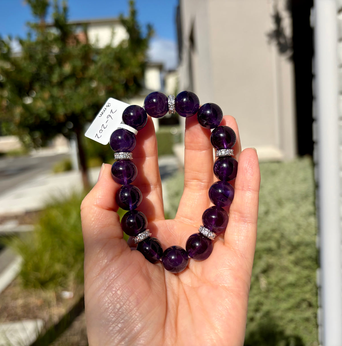 Chunky Natural Amethyst Beads Bracelet, Healing Stone (13mm, Fits 16.5cm Wrist) (26-202)