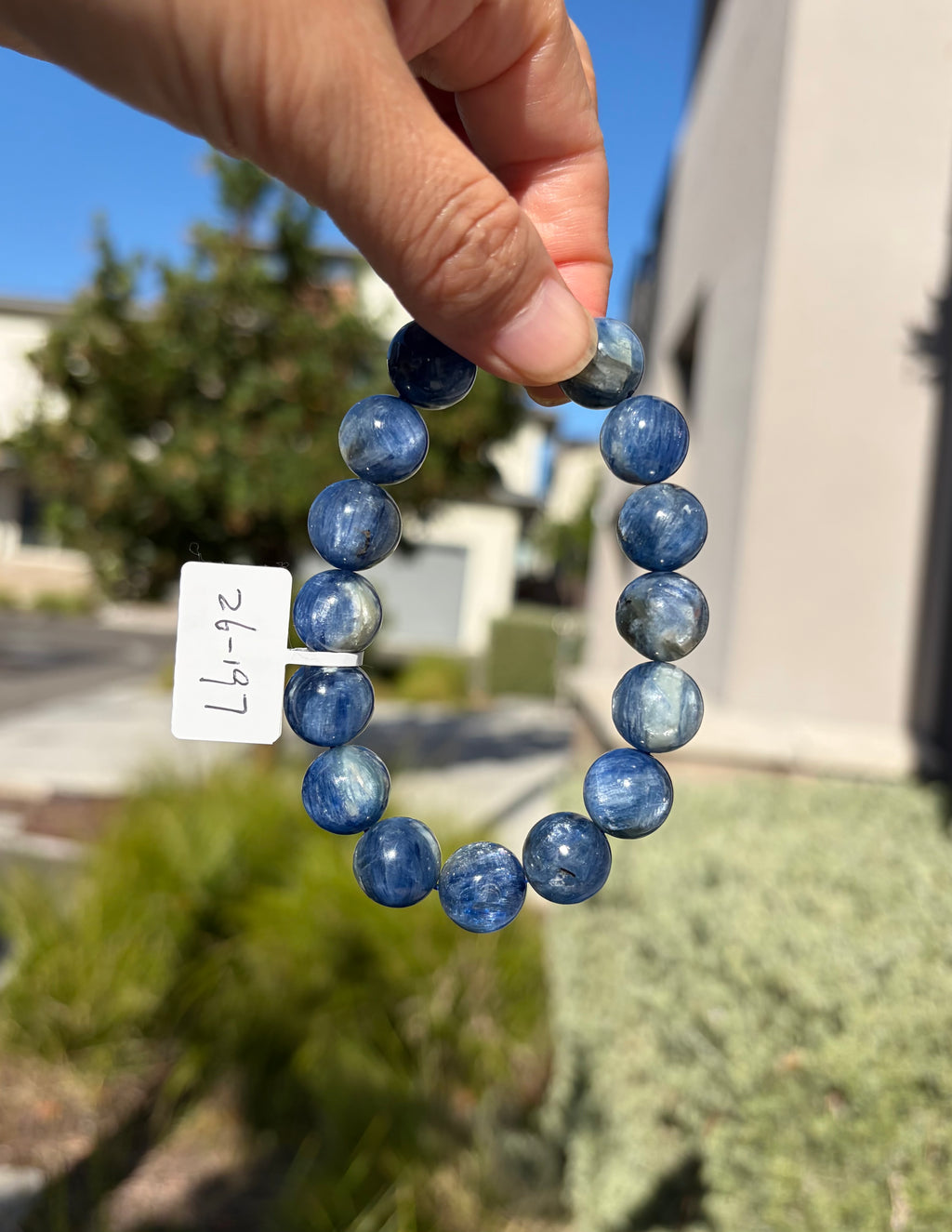 Chunky Blue Kyanite Bracelet: Genuine Green Kyanite Healing Stone, 13mm beads, fits up to 16.7cm  (26-197)