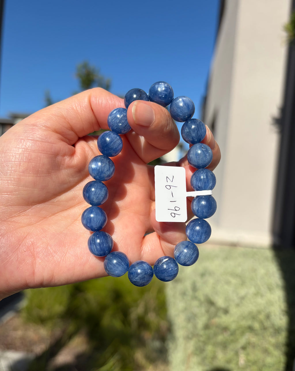 High Quality Blue Kyanite Bracelet: Genuine Green Kyanite Healing Stone, 11mm beads, fits up to 17cm wrist  (26-196)