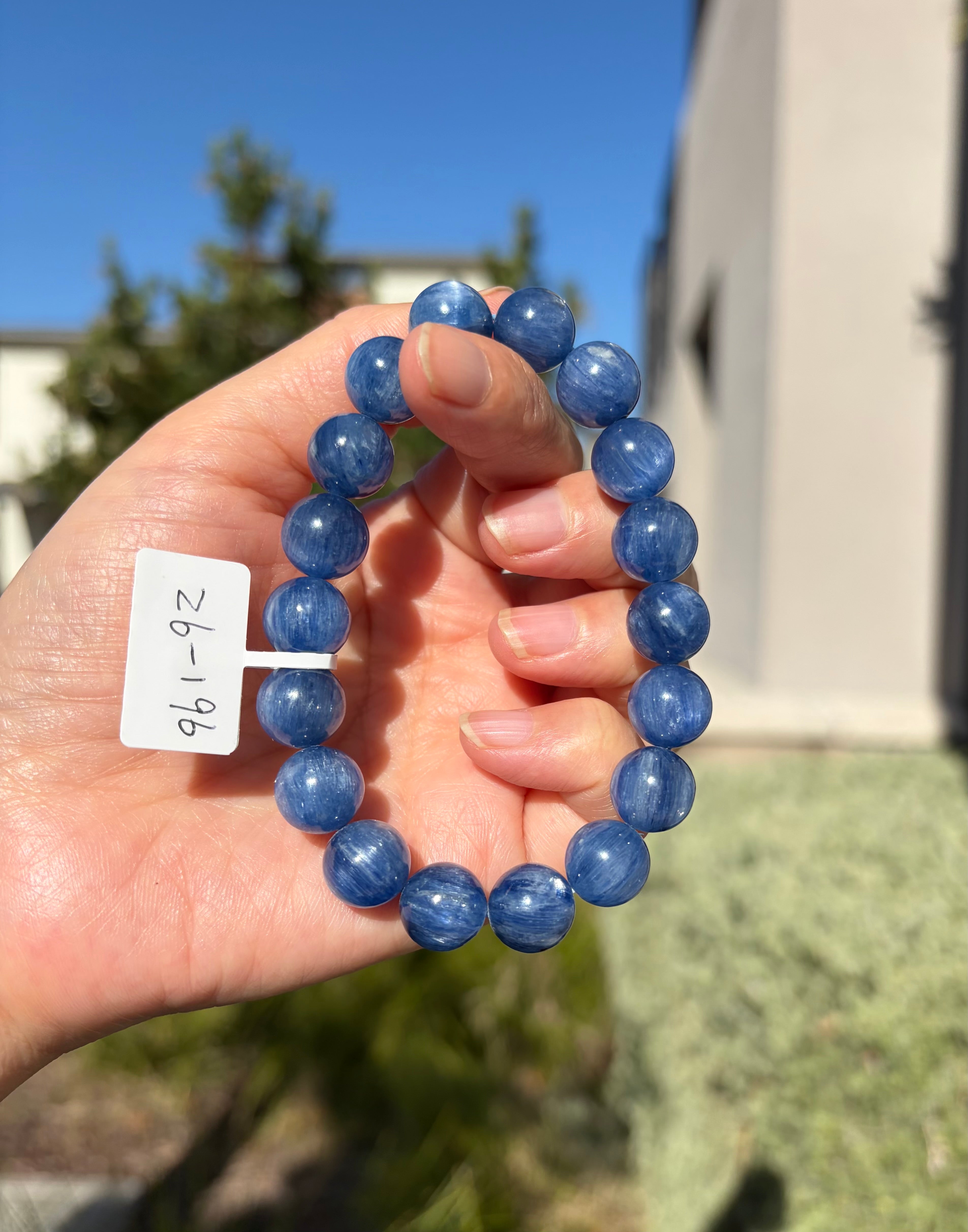 High Quality Blue Kyanite Bracelet: Genuine Green Kyanite Healing Stone, 11mm beads, fits up to 17cm wrist  (26-196)