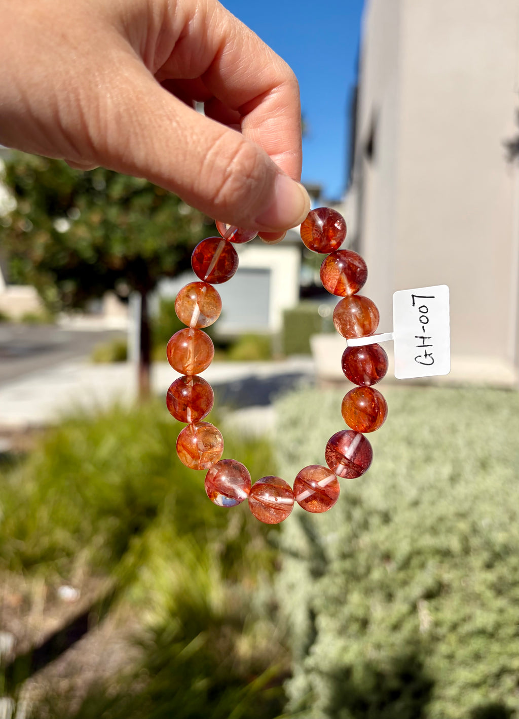 Chunky Red Hematite Quartz Bead Bracelet, Natural Crystal (12mm), Fits up to 16cm wrist (GH-007)