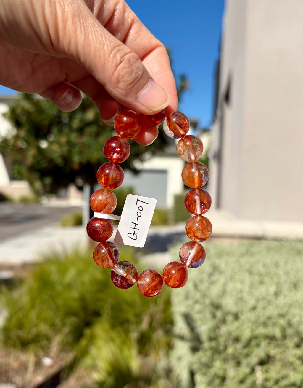 Chunky Red Hematite Quartz Bead Bracelet, Natural Crystal (12mm), Fits up to 16cm wrist (GH-007)
