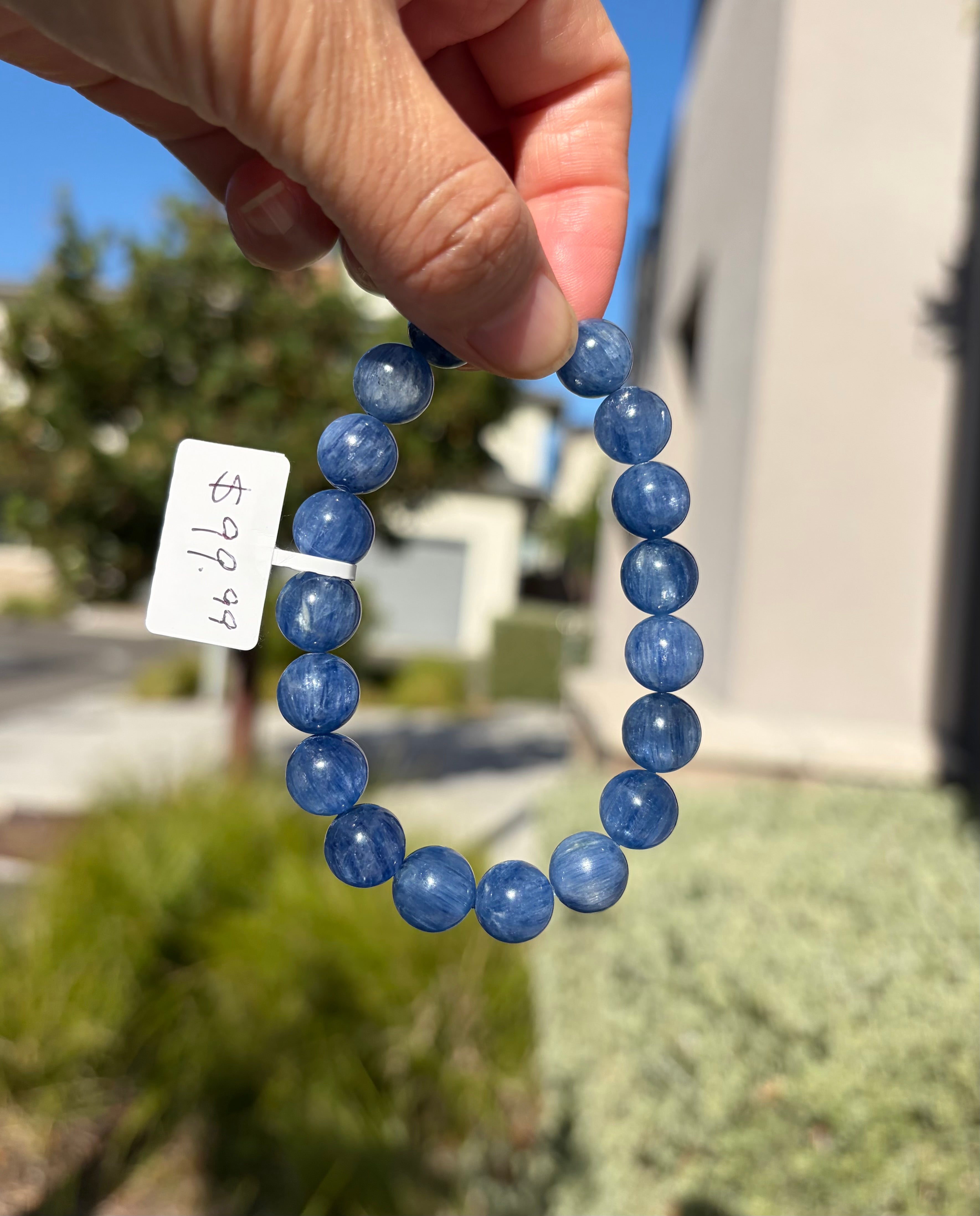 High Quality Blue Kyanite Bracelet: Genuine Green Kyanite Healing Stone, 10mm beads, fits up to 16.5cm wrist  (26-198)