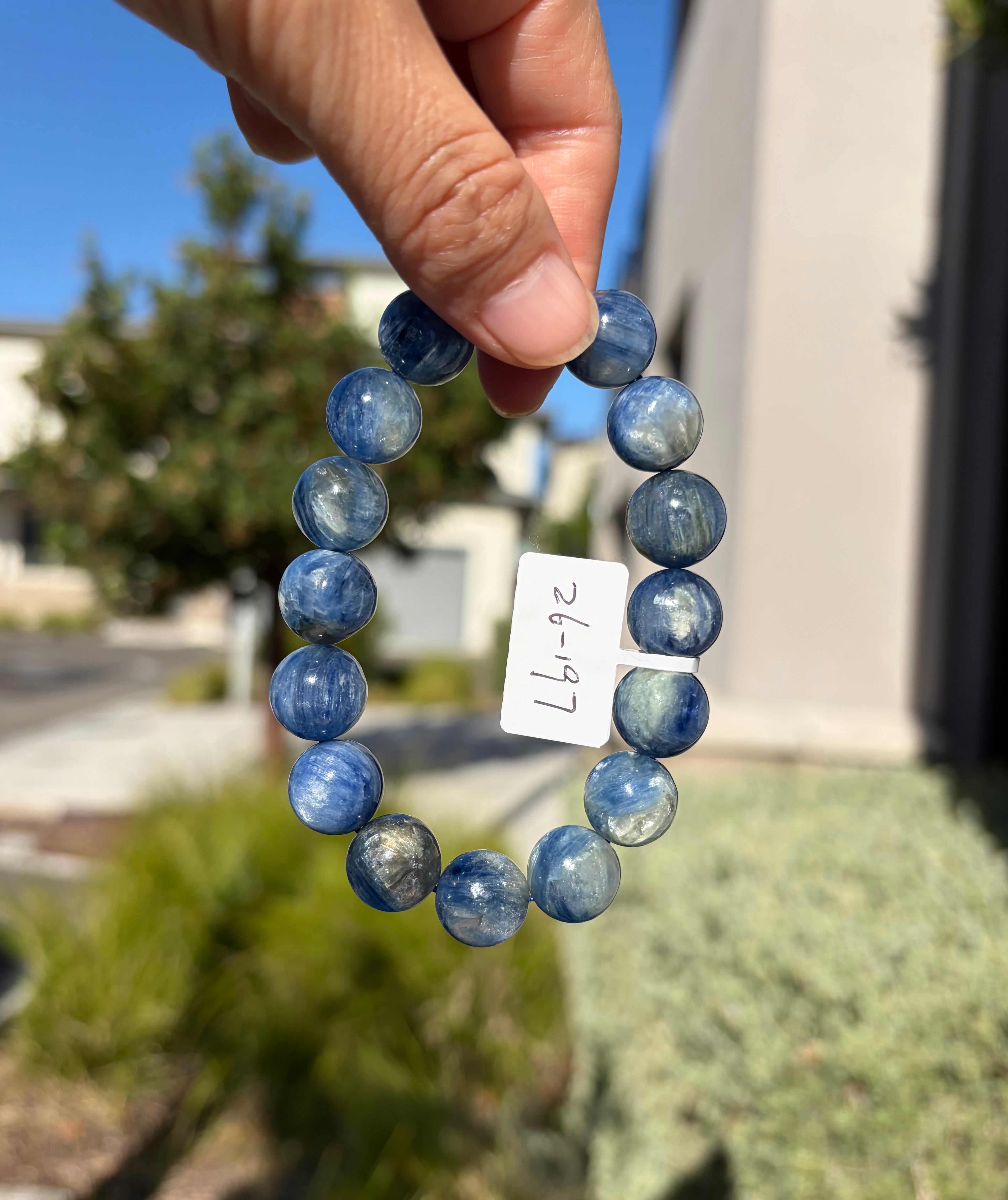 Chunky Blue Kyanite Bracelet: Genuine Green Kyanite Healing Stone, 13mm beads, fits up to 16.7cm  (26-197)