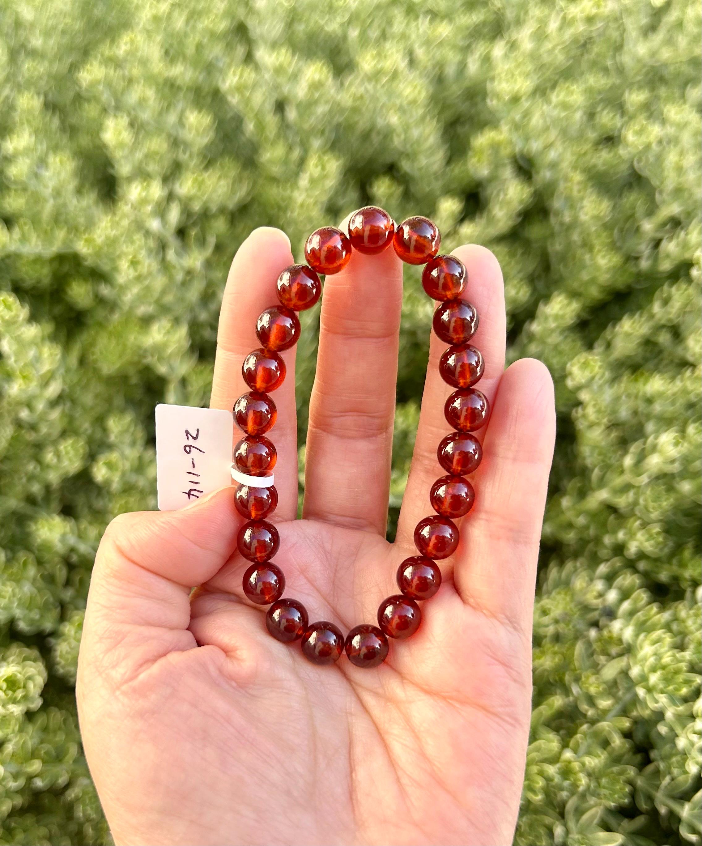 High Clarity Natural Garnet Beads Bracelet, 8.5mm beads stone beads bracelet, fits up to 16.5cm wrist (26-114）