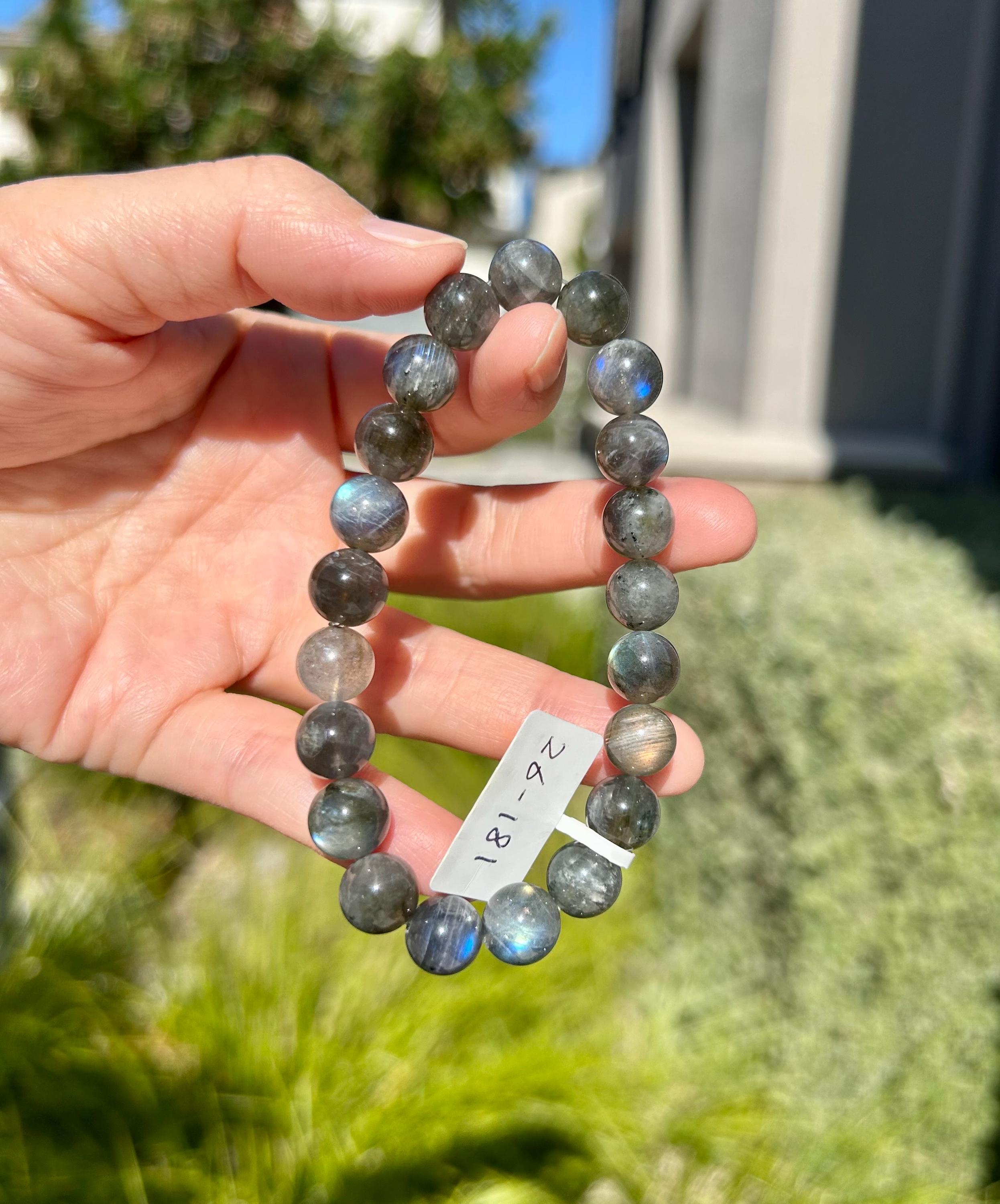 High Quality Nature Labradorite Crystal Stretchy Beads Bracelet, Genuine Crystal Labradorite, first to 17cm wrist (26-181）