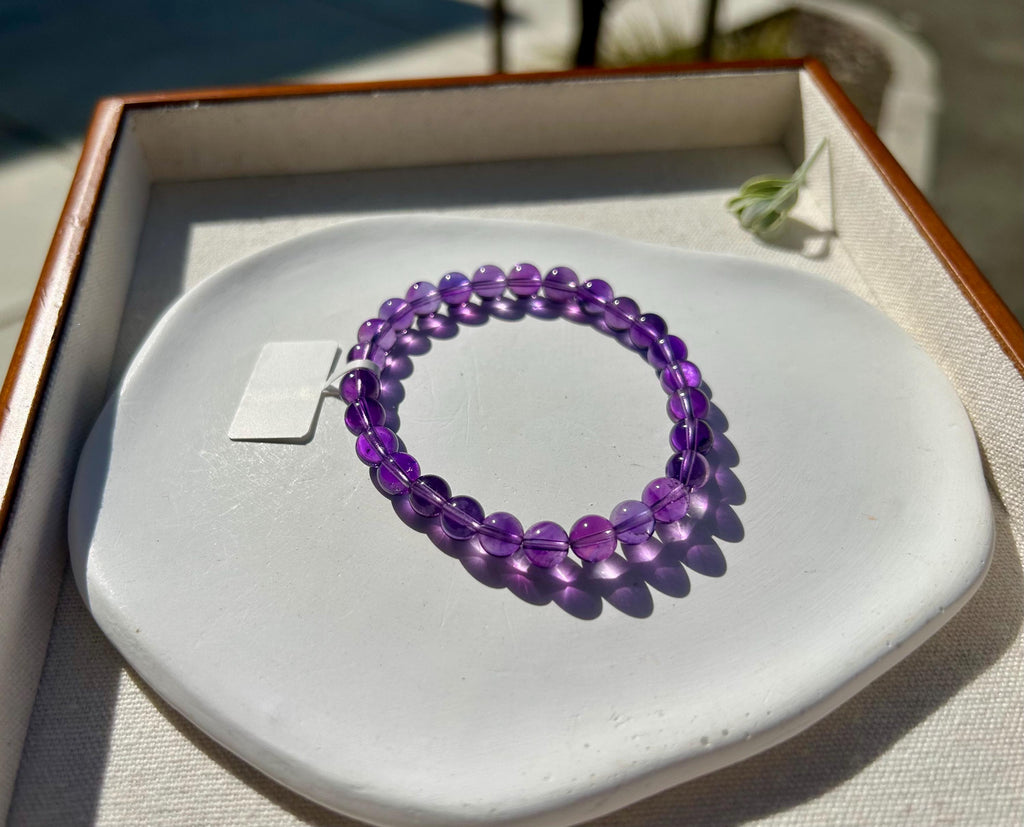 Premium select super clean Amethyst Nugget cut Bead Bracelet: Crystal Gemstone Jewelry, fits up to 16.5cm wrist (26-138)